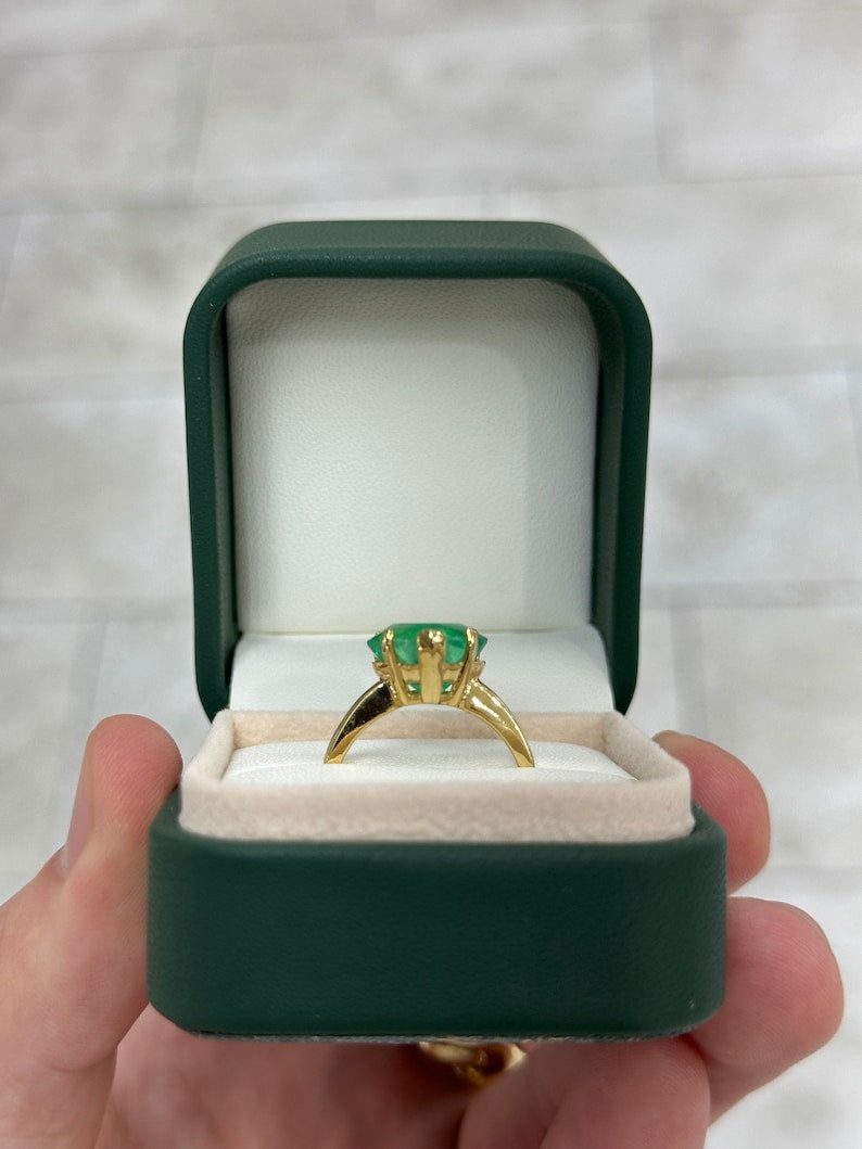 4.53ct Vivid Yellowish Green Heart Cut Emerald Ring - 18K Gold (750) Solitaire Statement Jewelry for Engagement, Anniversary & Special Occasions