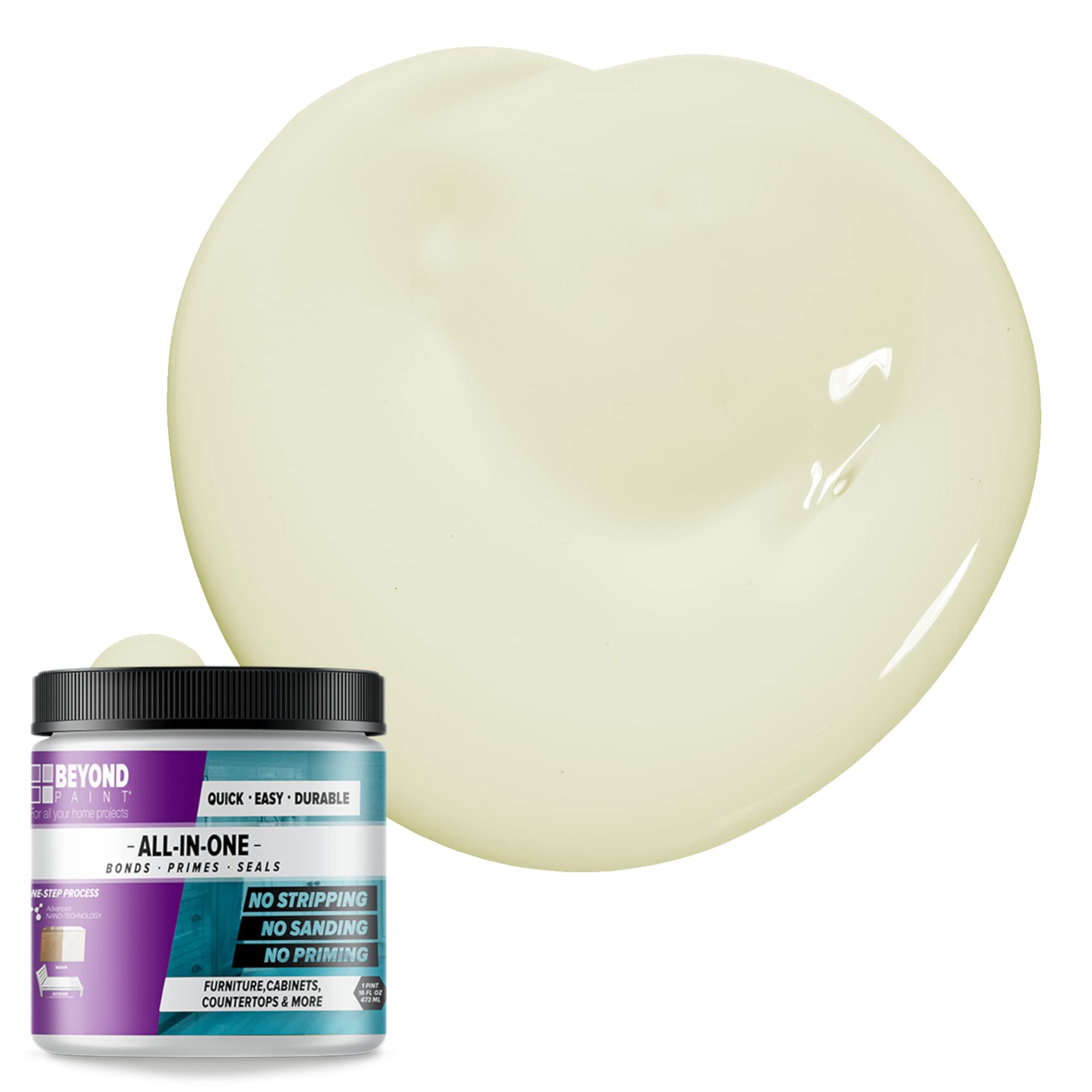 Beyond Paint Counter Top Paint - Pint - No Stripping, Sanding or Priming Required - Bone White - Easy DIY Cabinet & Laminate Surface Refinishing for Kitchen, Bathroom & Furniture Makeovers