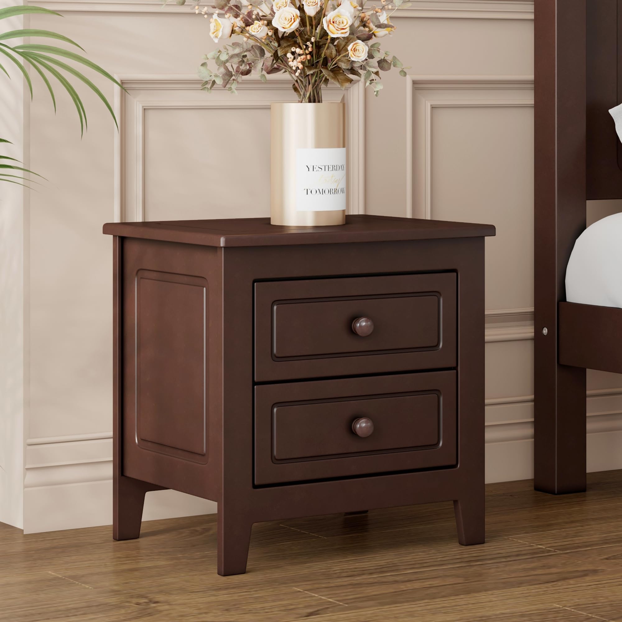 Harper & Bright Designs 3-Piece Full Size Bedroom Set - Wood Platform Bed with 2 Nightstands in Dark Walnut | Modern Bedroom Furniture for Small Spaces & Guest Rooms