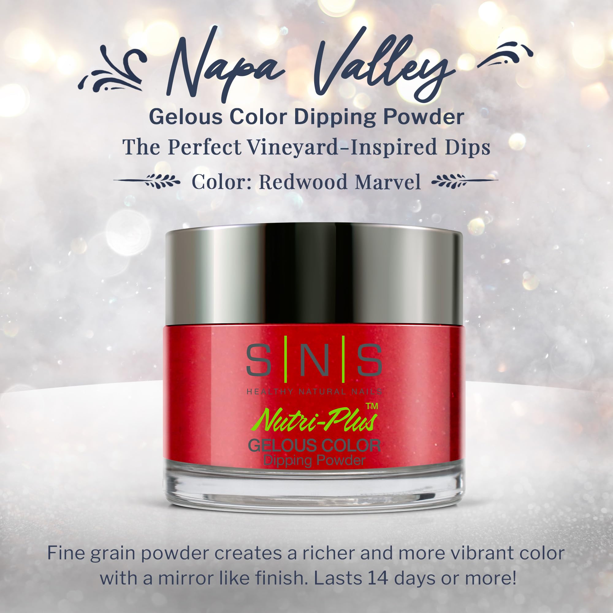 Long-Lasting SNS Nail Dip Powder - Gelous Color Dipping Powder in Redwood Marvel (Red) - 14-Day Wear, Low Odor & No UV Lamp Needed - 1oz for Professional Salon & At-Home Manicures