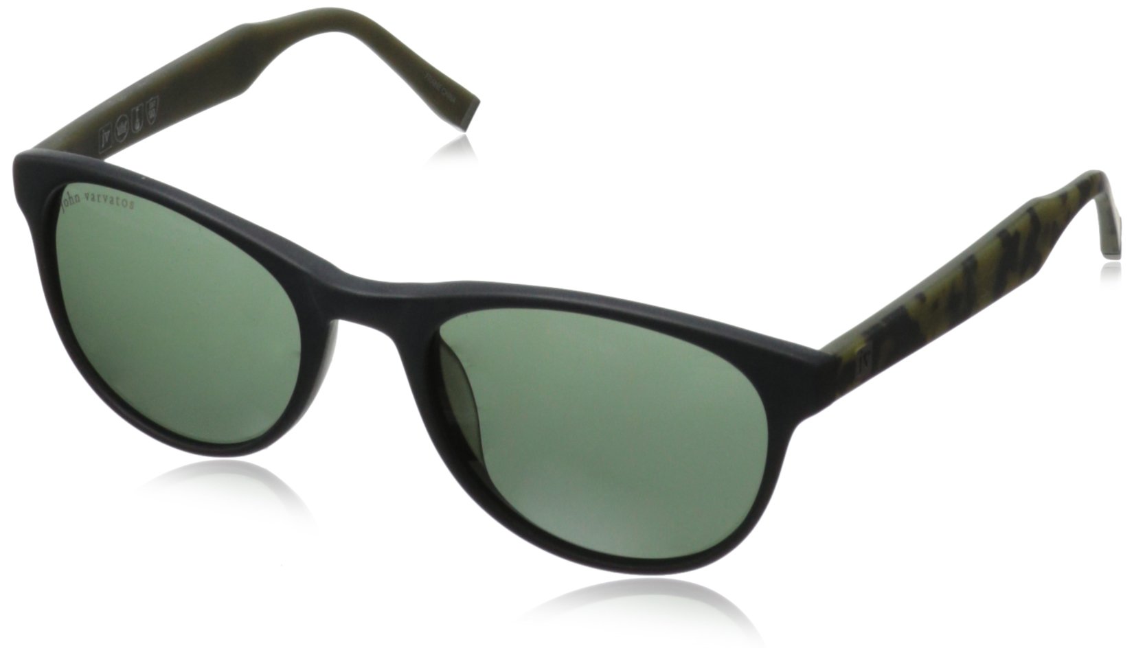 John Varvatos Men's V502 Round Polarized Sunglasses for Men - UV Protection Classic Aviator Style Shades for Driving, Travel & Outdoor Activities