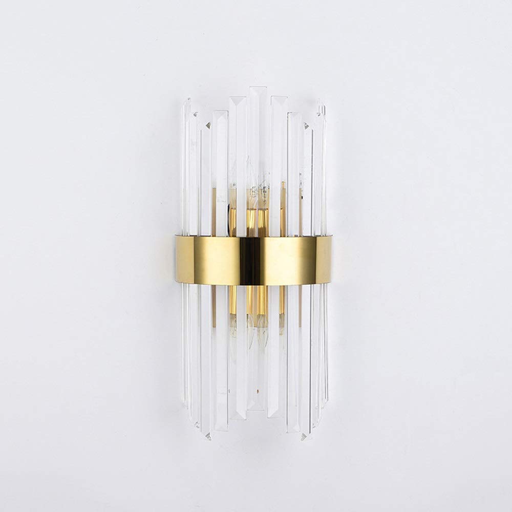 Luxury Crystal Wall Sconce 2-Light Gold LED E14 Wall Lamp - Modern European Style for Bedroom, Living Room, Hallway & Indoor Decor - Perfect for Ambient Lighting, Accent Walls & Luxury Home Interiors