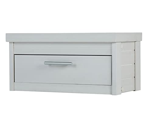 ECOFLEX Piedmont 2-Bowl Dog Diner with Storage Drawer - Antique White | Elevated Raised Dog Bowls for Large Dogs | Perfect for Dining Room or Kitchen Feeding Station