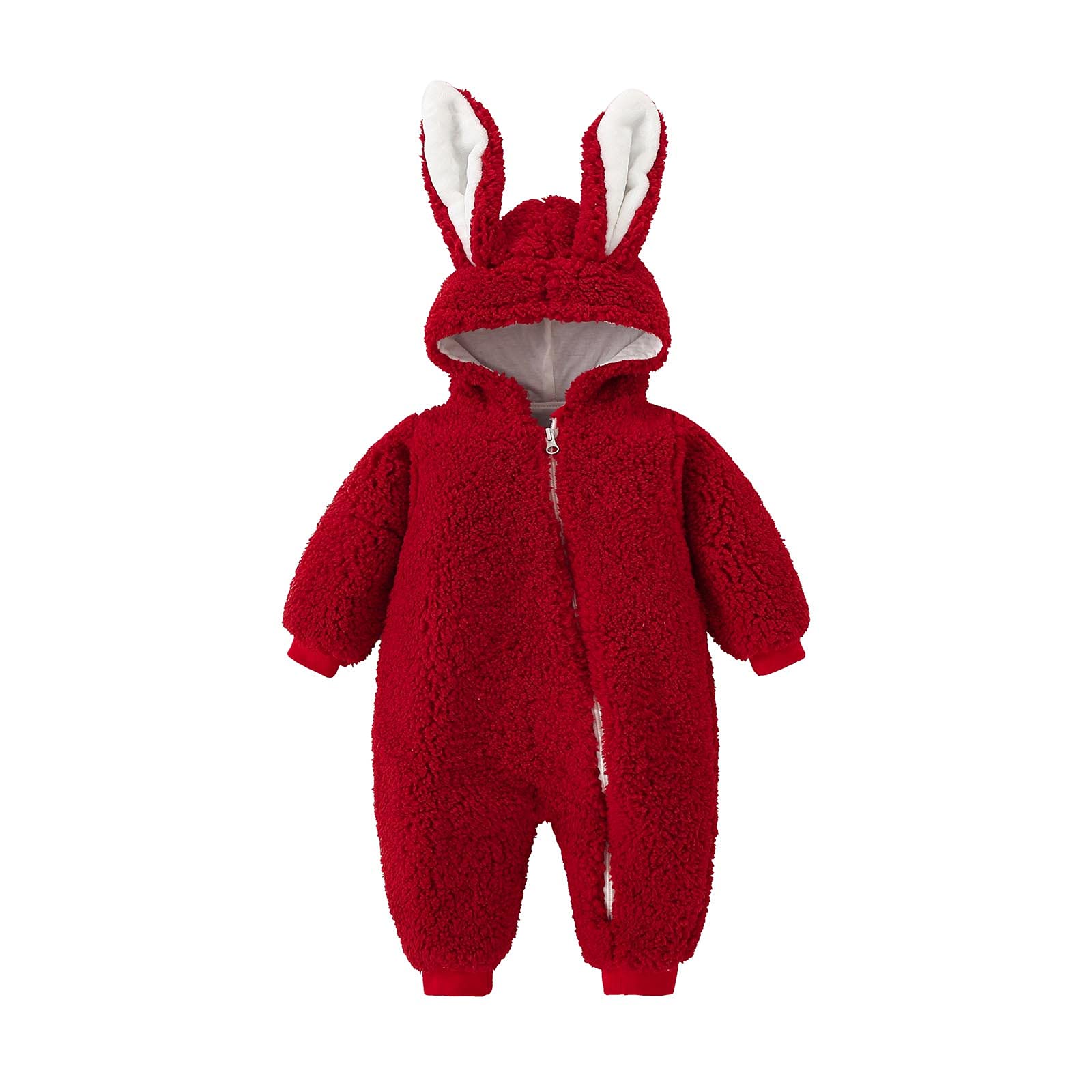 Unisex Baby Bear Ear Hooded Jumpsuit - Warm Fleece Romper with Long Sleeves & Zipper for Newborns & Toddlers - Cozy Winter Outwear for Playtime, Outdoor Adventures & Photo Shoots