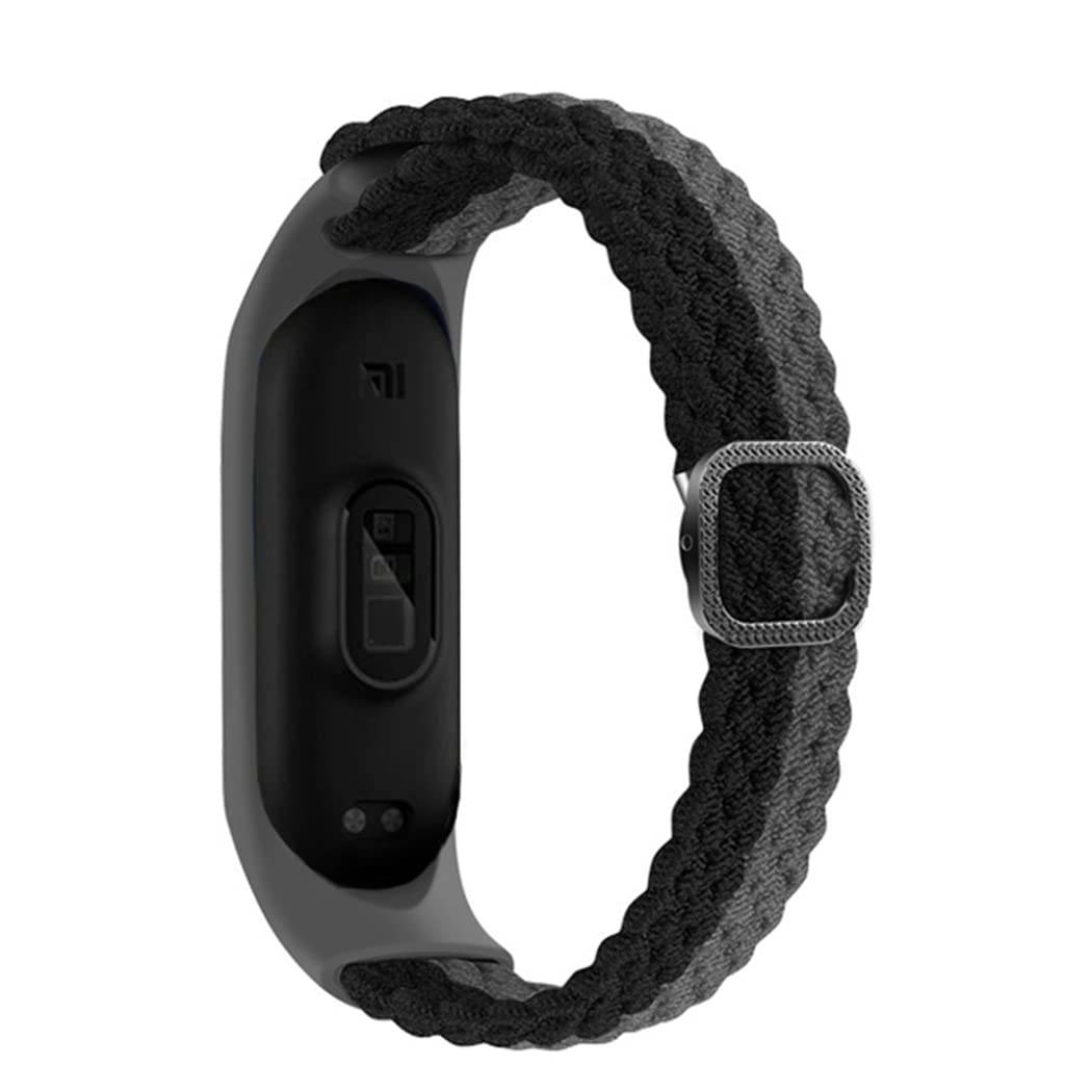 Braided Solo Loop Adjustable Nylon Strap for Xiaomi Mi Band 6/5/4/3 - Stretchable Sport Wristband Replacement - Perfect for Running, Gym & Daily Wear