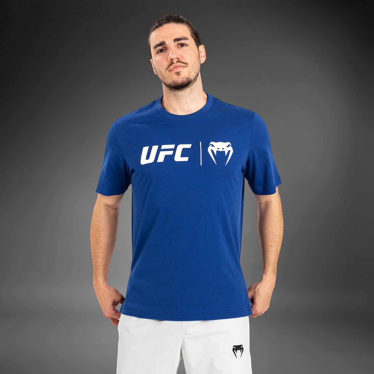 UFC Venum Classic T-Shirt - Navy Blue & White - MMA Training, Gym Workout & Casual Wear for Men