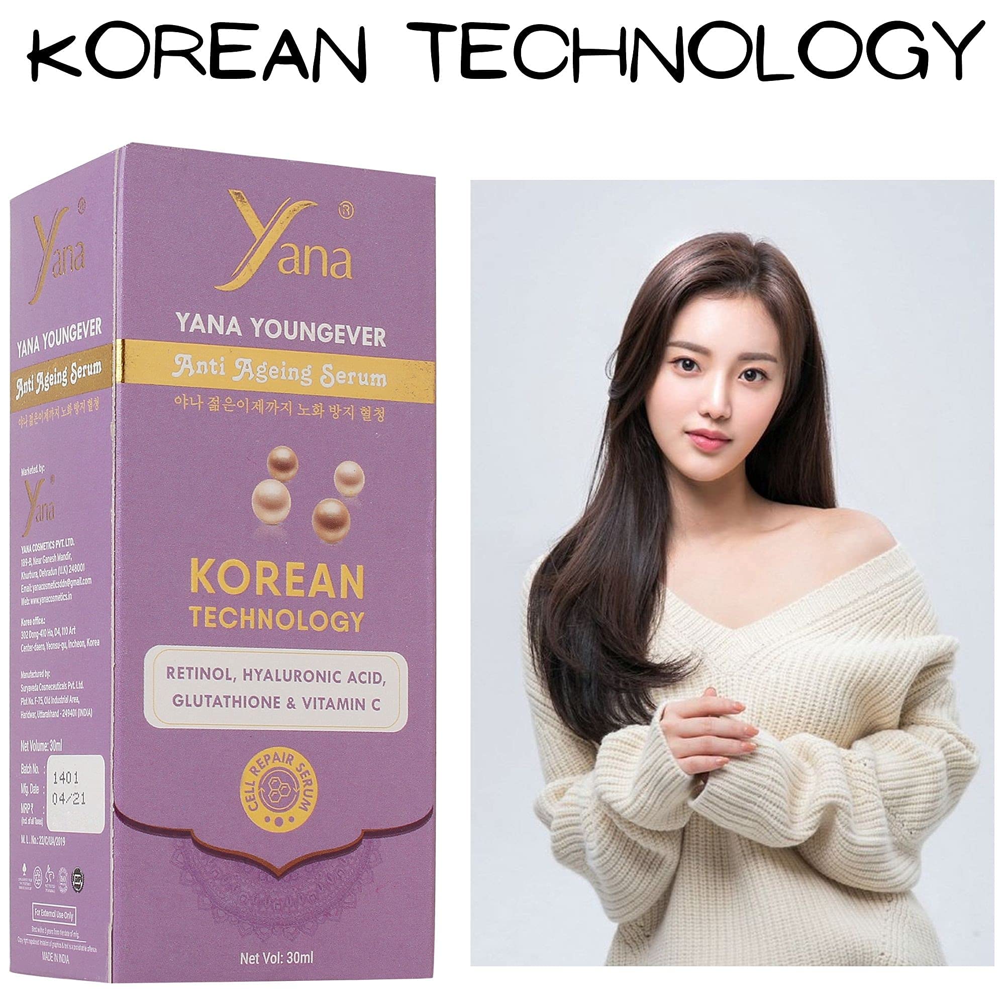 YANA YOUNGEVER Anti-Aging Serum Spray Cream with Korean Technology - Retinol Face Serum for Wrinkle Reduction & Skin Rejuvenation | Perfect for Daily Skincare Routine & Nighttime Treatment