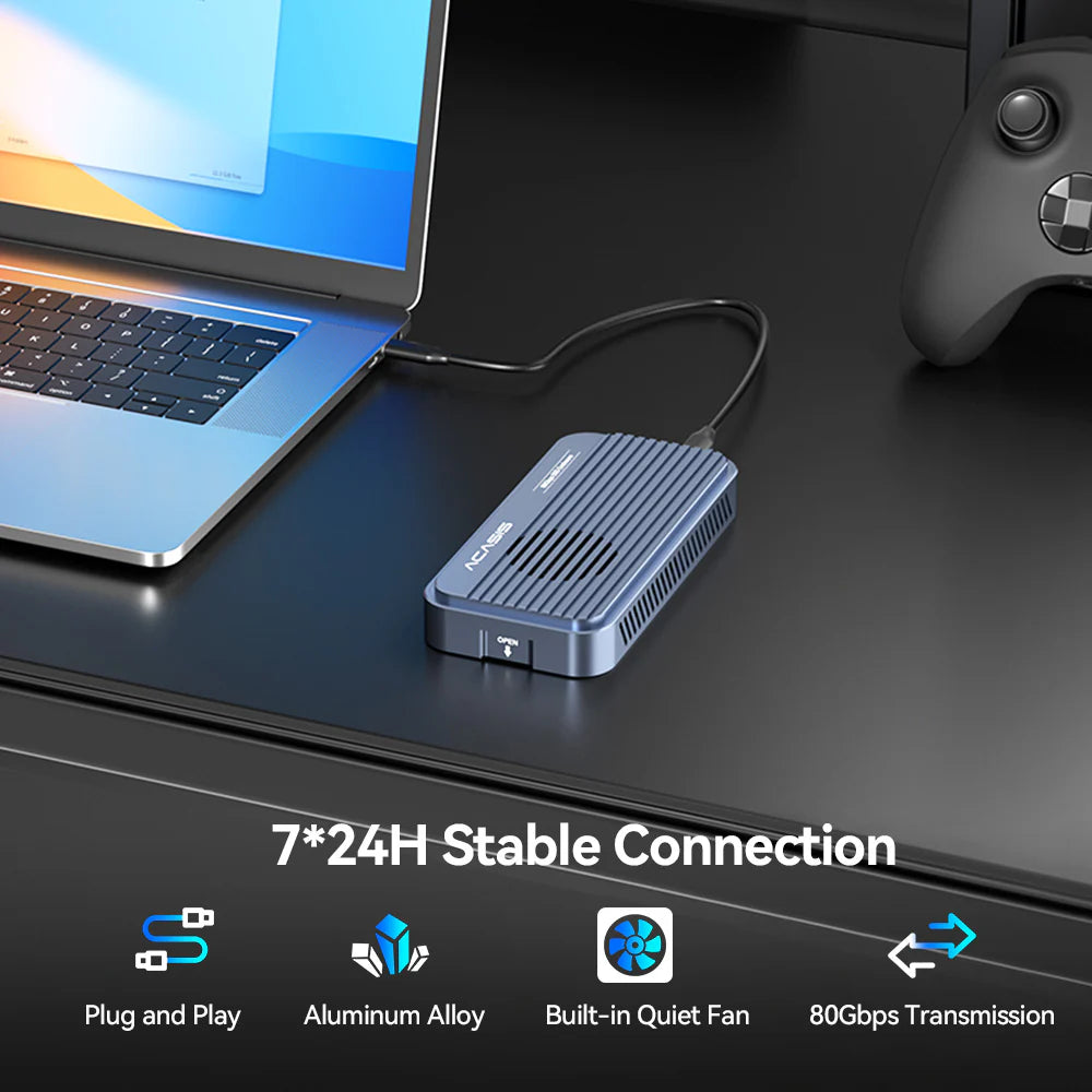 Acasis 80Gbps M.2 NVMe SSD Thunderbolt 5 Enclosure - Ultra-Fast External Storage for 4K Video Editing & Gaming | Mac & PC Compatible