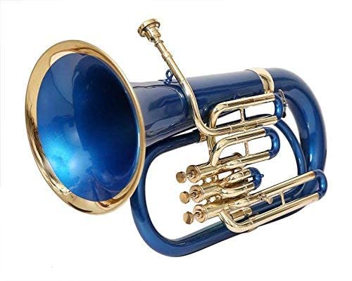 Professional Brass Bb Euphonium 3 Valve - Blue Lacquer Finish Musical Instrument for Beginners & Students | Perfect for Marching Bands, School Performances & Gift Giving