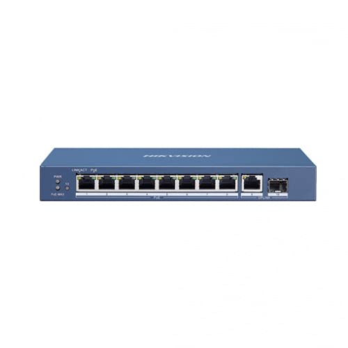 Hikvision DS-3E0510P-E 8-Port Unmanaged Gigabit Ethernet Switch with PoE | 10/100/1000Mbps | Plug & Play | Compact Design for Home Office & Small Business Network Setup
