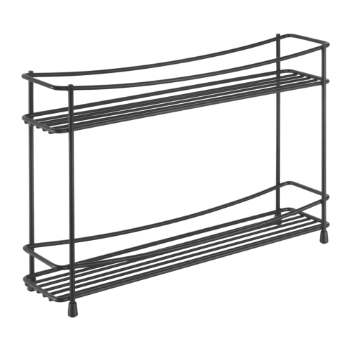 2 Tier Spice Rack Organizer - Matt Black Metal Spice Shelf for Kitchen Countertop - Perfect for Storing Spices, Seasonings & Small Jars in Pantry or Cabinet