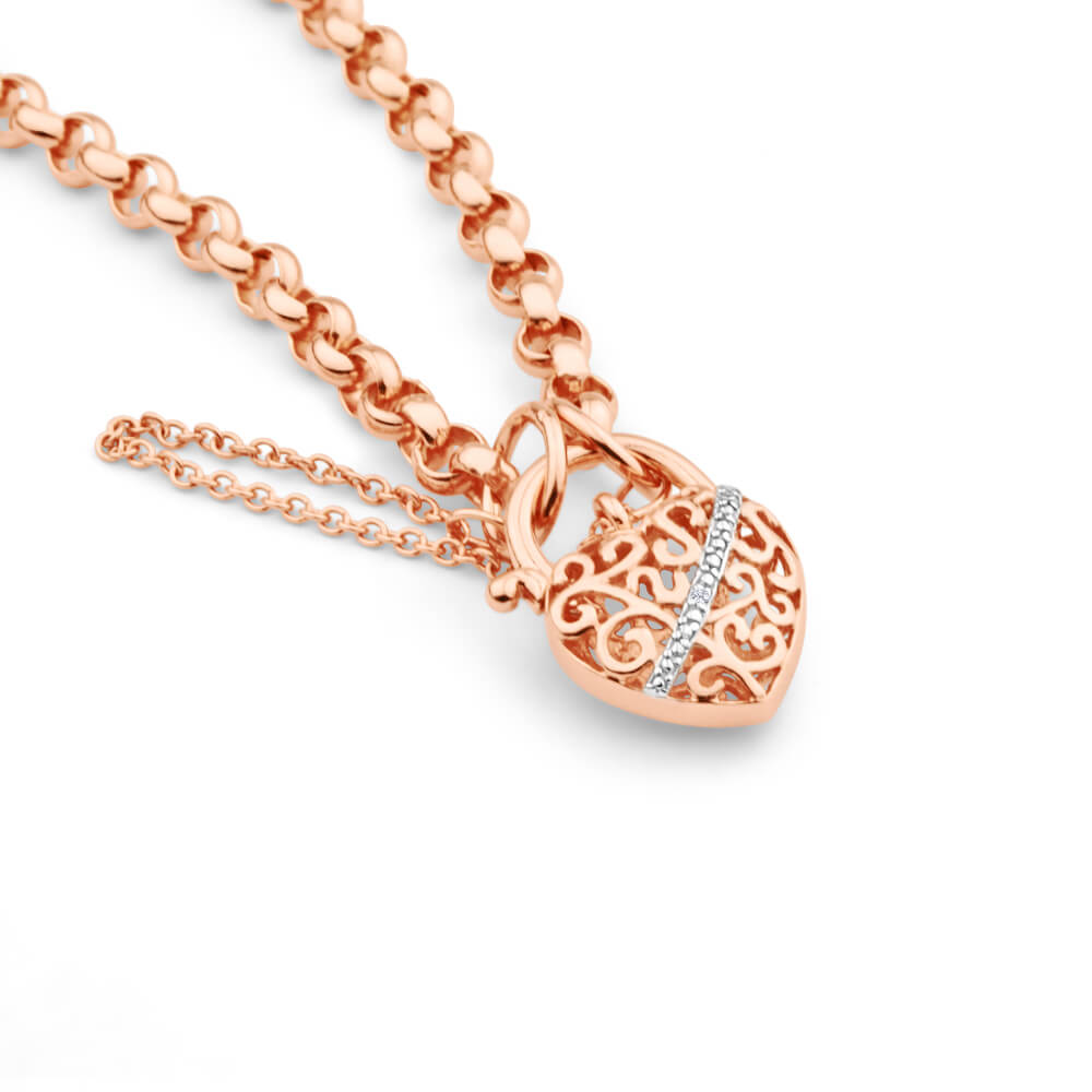 9ct Rose Gold Fancy Padlock Belcher Bracelet - Elegant Jewelry for Women, Trendy Lock Charm Bangle for Everyday Wear & Special Occasions
