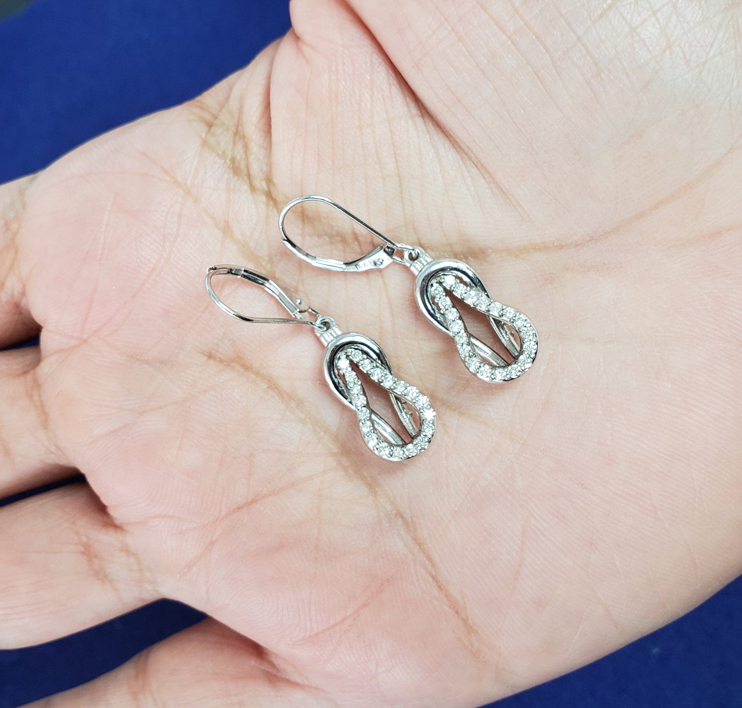 Love Knot Diamond Dangle Earrings for Women - 14K Gold Plated Elegant Drop Earrings - Perfect for Weddings, Anniversaries & Special Occasions
