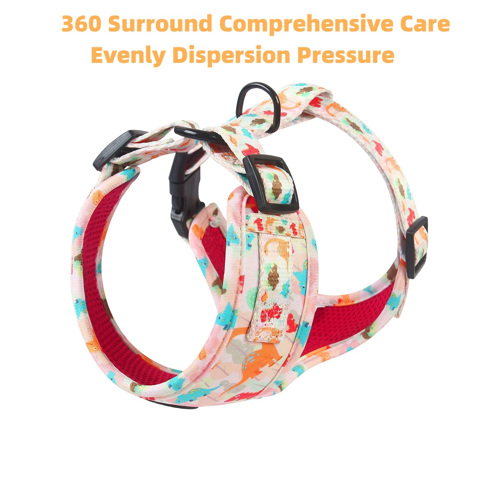 Adjustable Air Mesh Dog Harness and Leash Set for Small Medium Large Dogs - Escape Proof Pet Vest with Soft Handle & 5Ft Training Leash (Dinosaur Print, XS) - Perfect for Walking, Training, and Outdoor Adventures