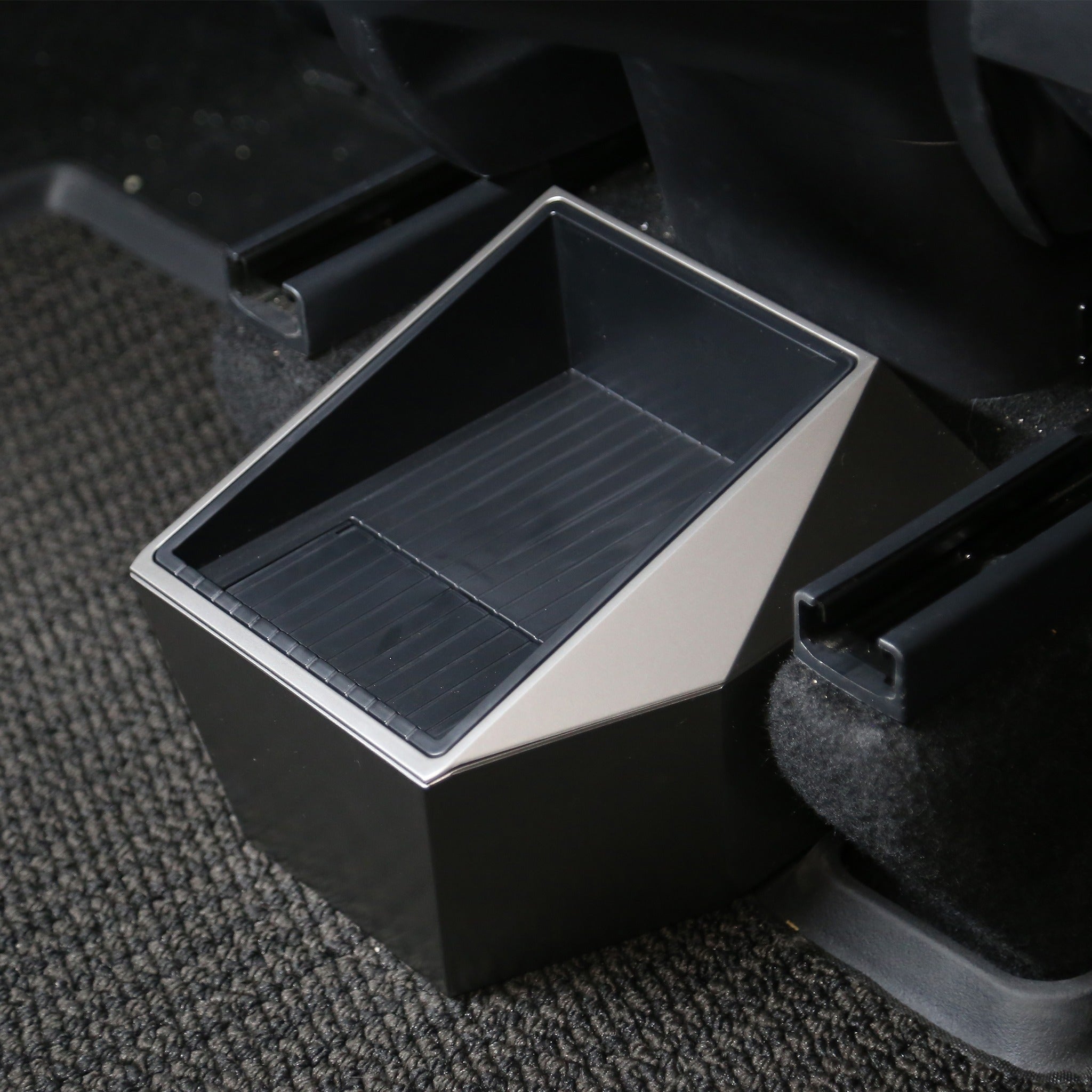 Tesla Model Y Rear Center Console Organizer - Cybertruck Style Storage Box for Car Accessories | Perfect for Road Trips & Daily Commutes