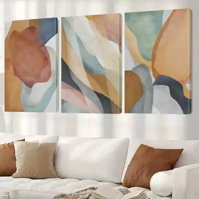 3-Piece Abstract Wall Art Set - Brown, Green & Blue Framed Canvas Prints 50x70cm - High Quality Australian Made Wall Decor - Perfect for Living Room, Bedroom & Office Decor