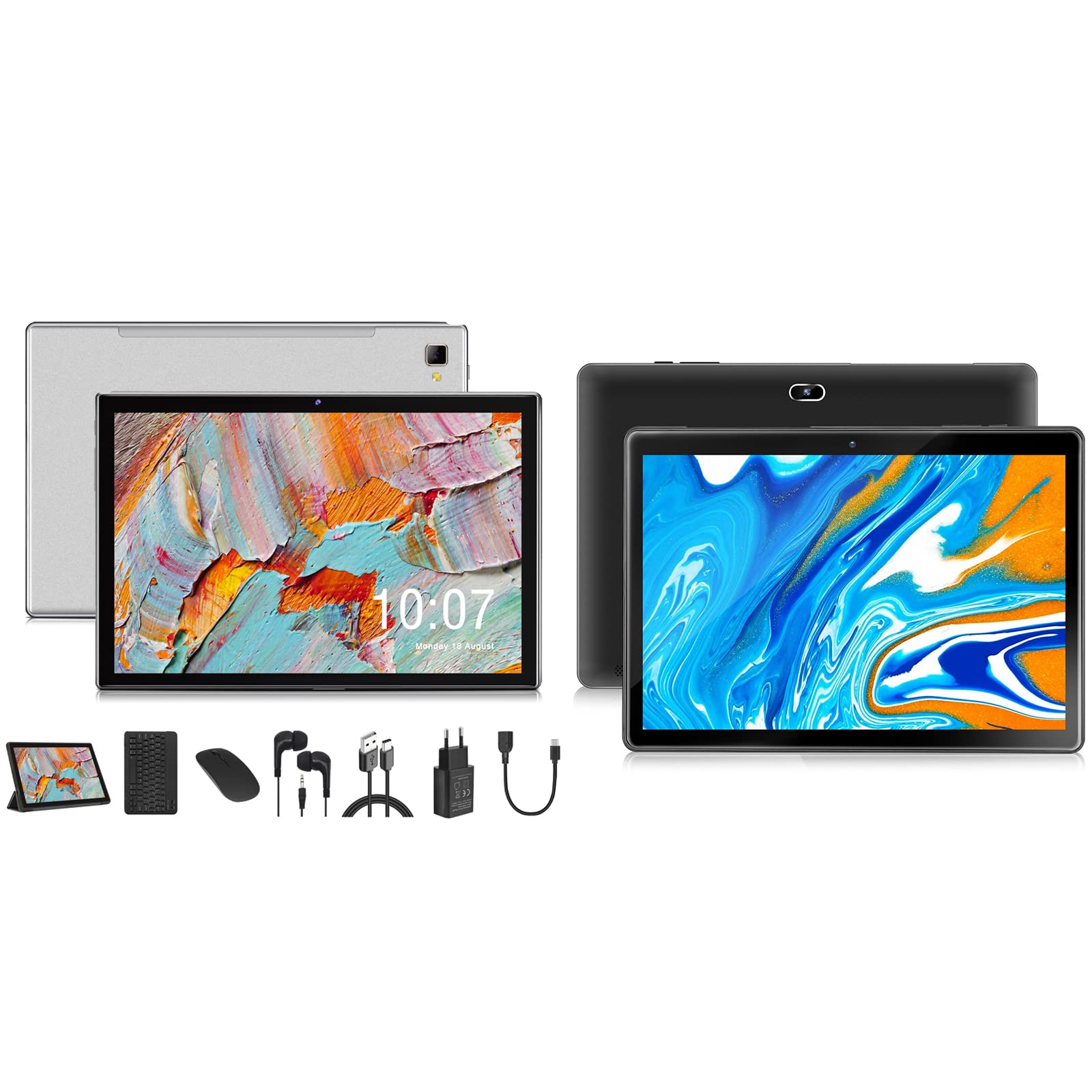 qunyiCO Y10 Tablet with Y2-O 4+64GB Android 10.0 - 10.1 Inch HD Display, Dual SIM, WiFi, Bluetooth - Perfect for Work, Study & Entertainment