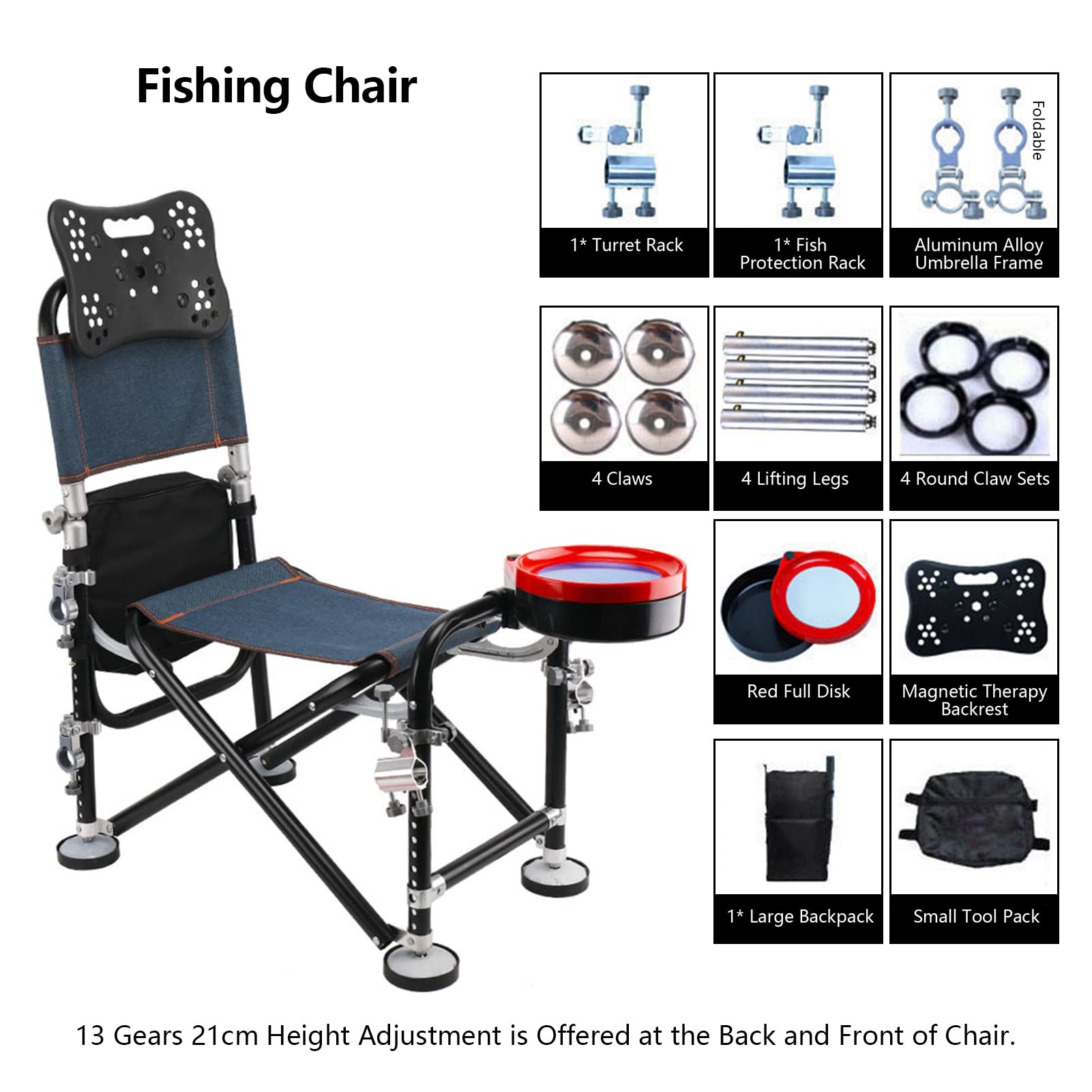 YOXIER Adjustable Fishing Chair with Rod Holder for Adults - Lightweight & Sturdy Outdoor Chair for Fishing, Camping, Picnics, Beach, and Backyard Gatherings - Perfect Gift for Fishermen & Outdoor Enthusiasts