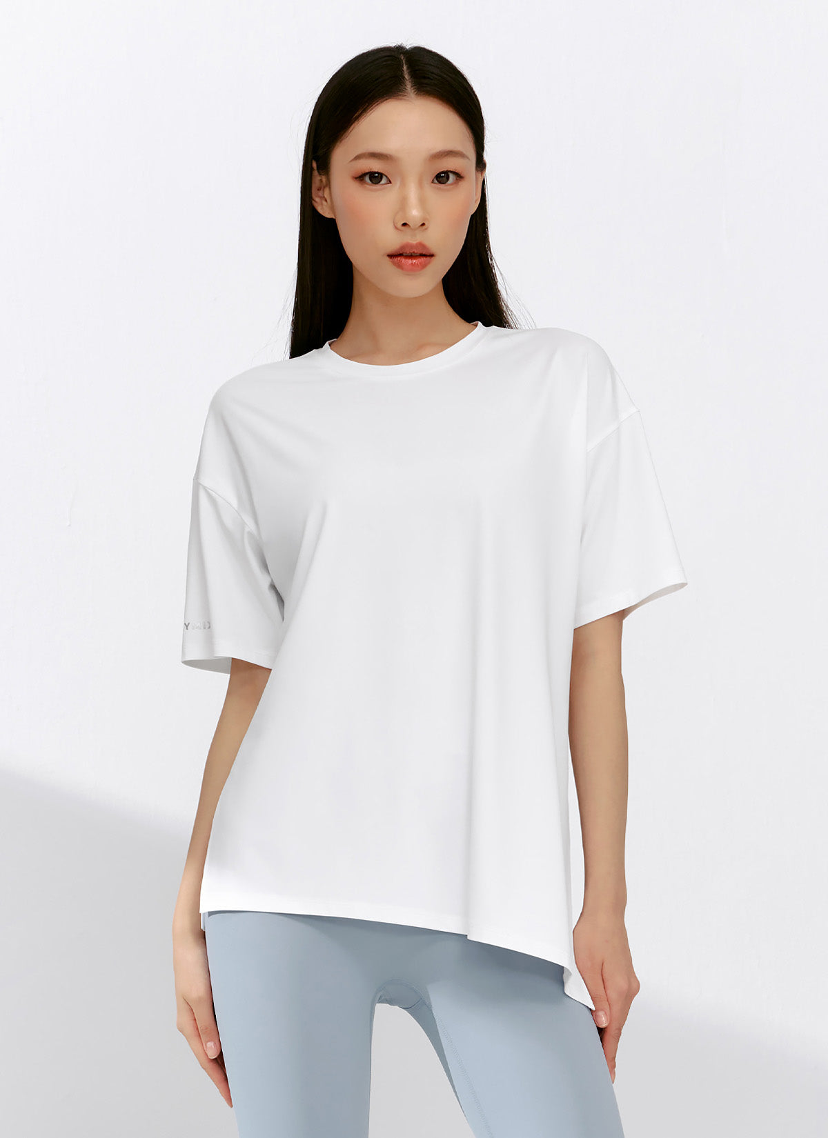 Ice Feather Light 2.0 Unbalanced Loose Fit Short Sleeve T-Shirt for Women - Trendy Oversized Casual Top for Streetwear, Summer Outfits & Layering