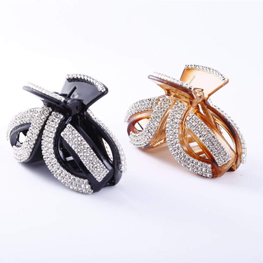 Elegant Rhinestone Crystal Hair Clip for Women - Acrylic Jaw Clip Hairpin, Hair Claw Accessories (Brown) - Perfect for Weddings, Parties & Everyday Styling