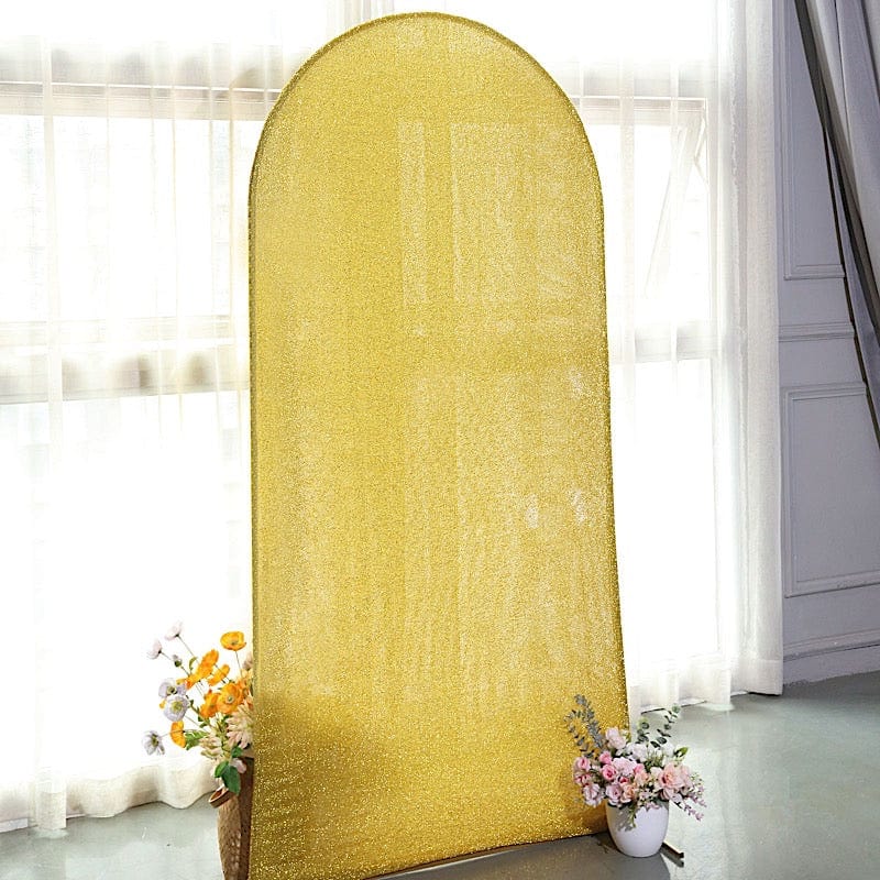 Metallic Fitted Spandex Round Wedding Arch Backdrop Stand Cover - Elegant Ceremony Decor for Weddings, Parties & Photo Shoots