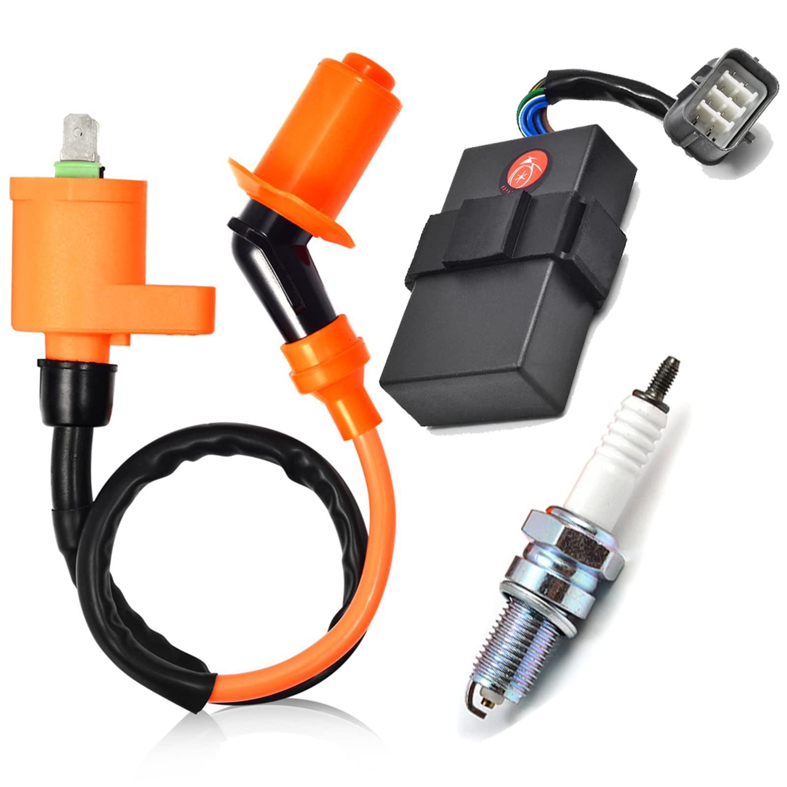 Honda FourTrax 300 TRX 300 TRX 300FW CDI Box & Ignition Coil Spark Plug Kit (1998-2000) - Compatible with 2x4 & 4x4 Models - Replaces 30400-HM5-506 & 30410-HM5-A11 - Perfect for ATV Off-Roading & Engine Performance Upgrades