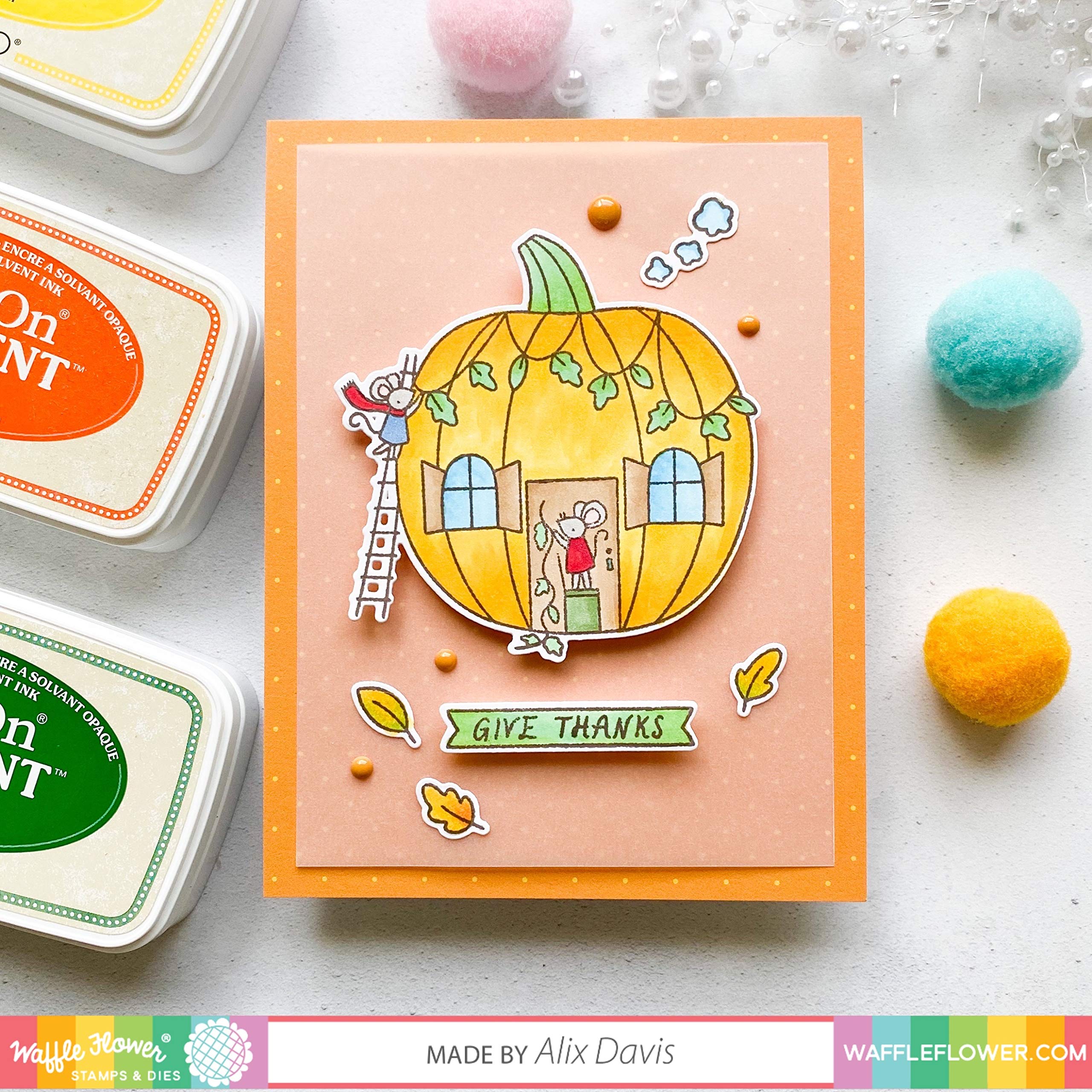 Waffle Flower Pumpkin House Matching Die Set for Card Making - Perfect for Thanksgiving, Fall, and Holiday DIY Crafts | Create Invitations, Greeting Cards, and Home Decor