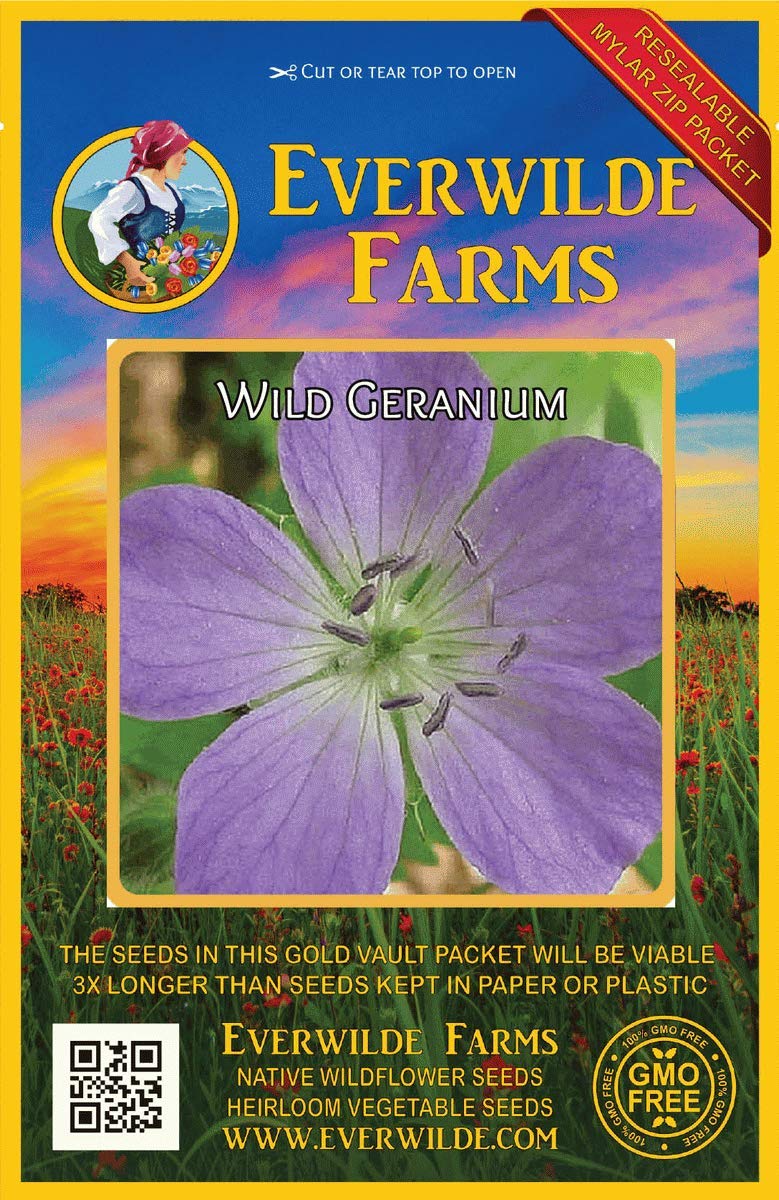Everwilde Farms - 25 Wild Geranium Native Wildflower Seeds - Gold Vault Jumbo Seed Packet for Garden Planting & Landscaping