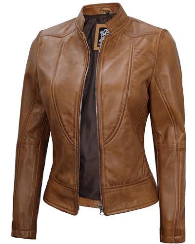 Amy - Camel Leather Jacket Women