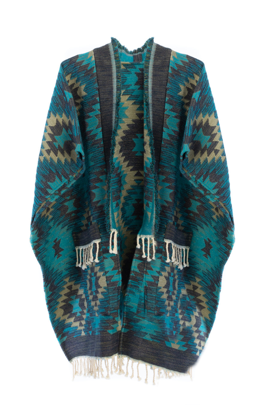 Aztec Fringed Ruana Poncho - Boho Chic Women's Shawl Wrap with Tassels | Perfect for Fall Fashion, Music Festivals & Cozy Layering