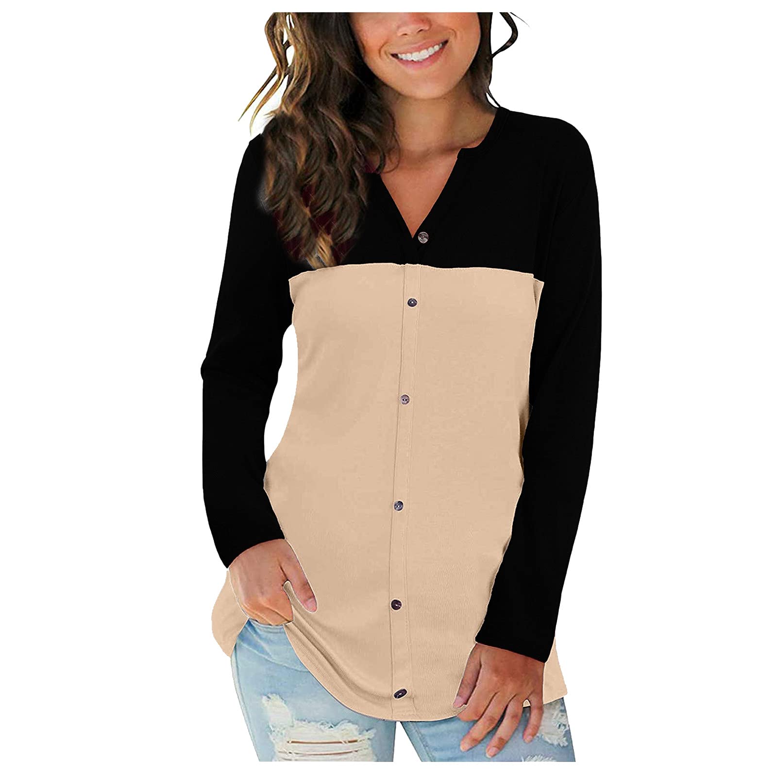 Trendy Plus Size Women's Summer Tops - Long Sleeve V-Neck Button Down Blouse for Casual Wear | Perfect for Office, Date Night & Everyday Outfits