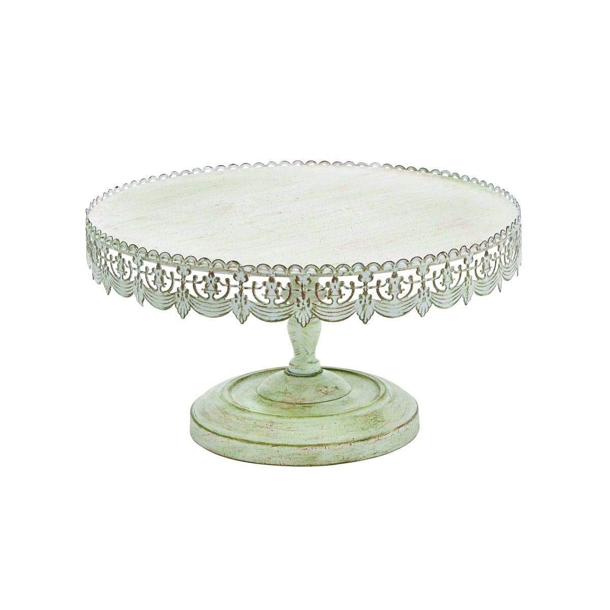 Elegant Brown & White Floral Metal Cake Stand - 1 Piece for Wedding, Birthday & Dessert Display