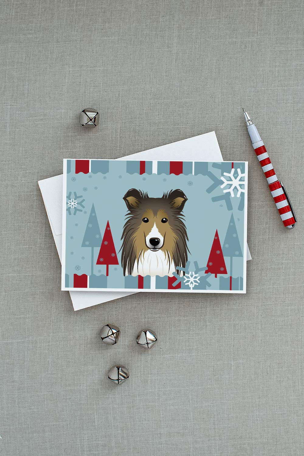 Winter Holiday Sheltie Greeting Cards - Pack of 8 Blank A7 Note Cards (5x7 inches) with Envelopes | Whimsical Christmas Dog Stationery for Holiday Greetings, Thank You Notes & Festive Correspondence