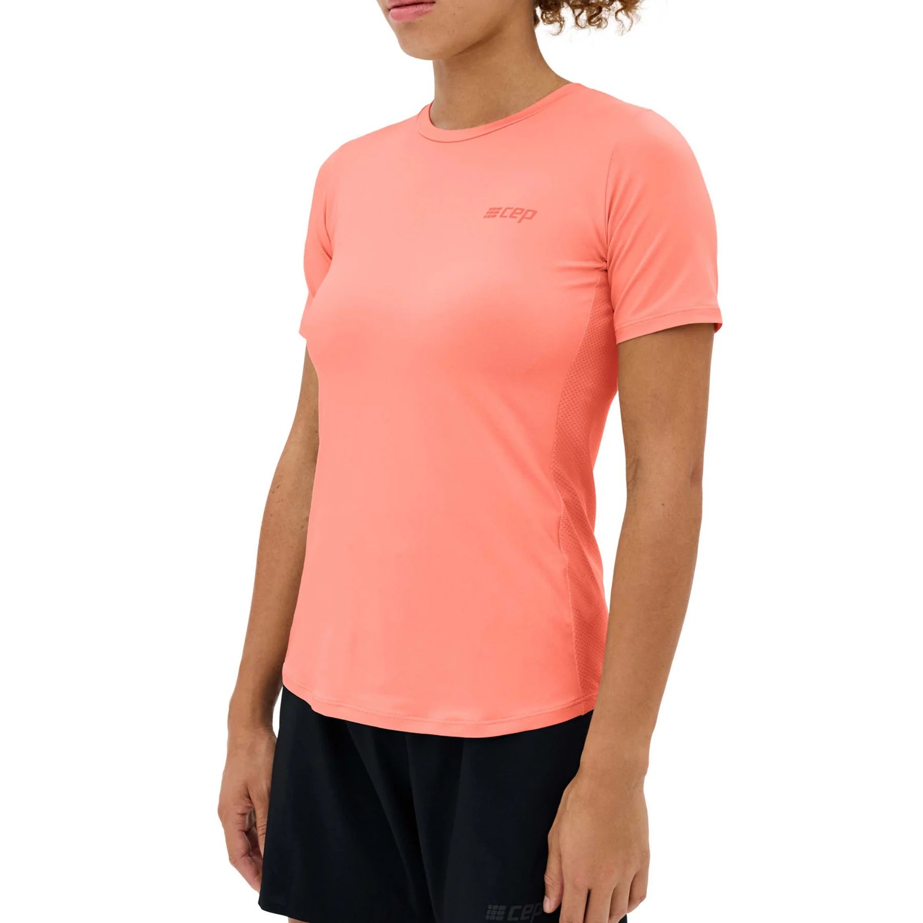 CEP Women's Running Shirt - V5 Round Neck Short Sleeve Athletic Top in Coral | Moisture-Wicking Workout Tee for Jogging, Gym & Outdoor Sports