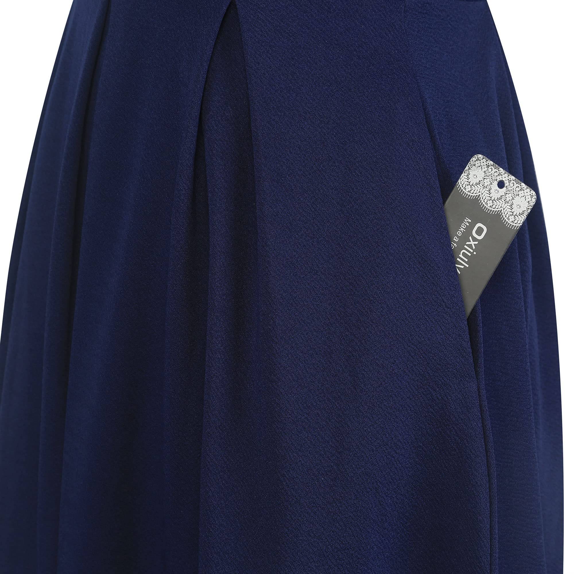 Oxiuly Women's Vintage Flare Sleeve Scoop Neck Church Dress with Pockets - Elegant Cocktail Party Dress for Wedding, Easter, Sunday Service & Special Occasions