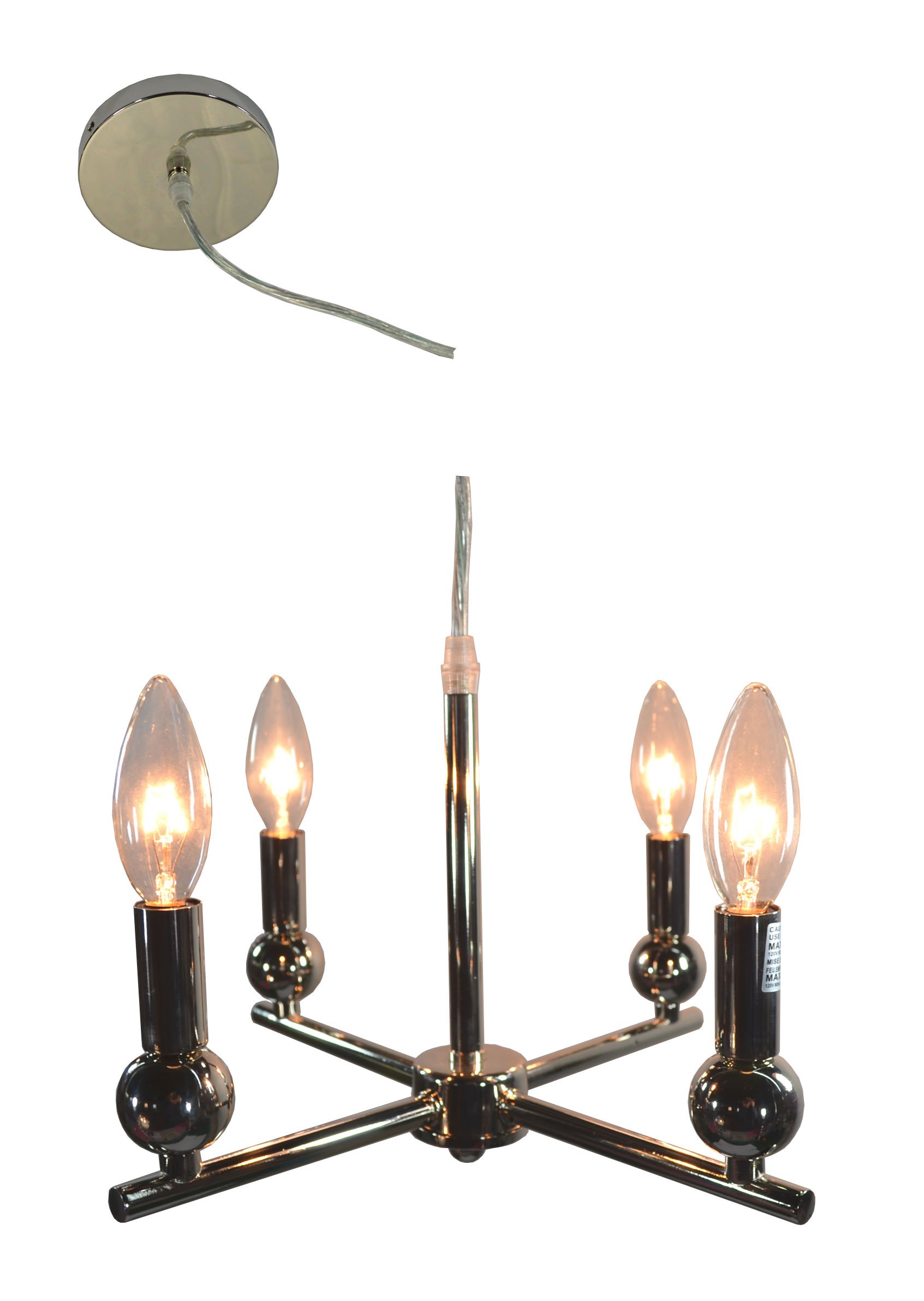 Urbanest Zio 4-Light Modern Chandelier in Polished Nickel - Hardwired Ceiling Light Fixture for Dining Room, Bedroom, or Living Room Decor