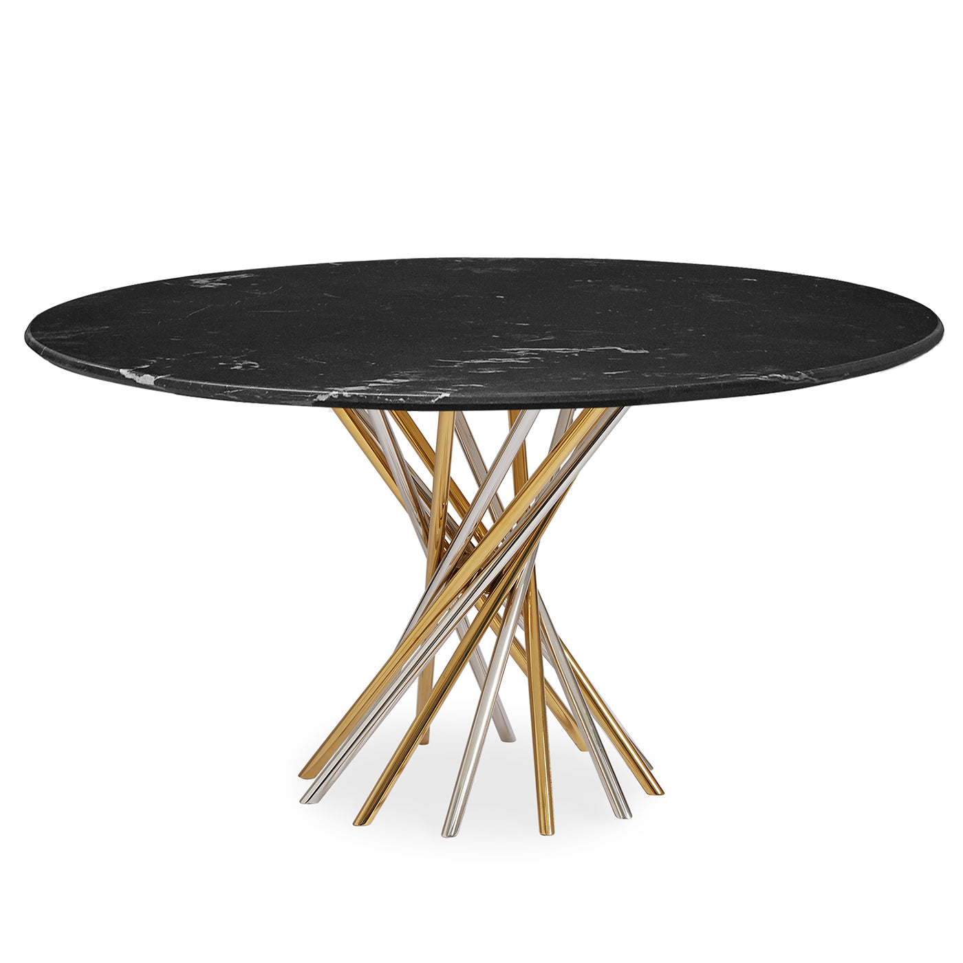 Stylish Electrum Dining Table with Black Marble Top - Perfect for Modern Dining Rooms & Kitchen Areas