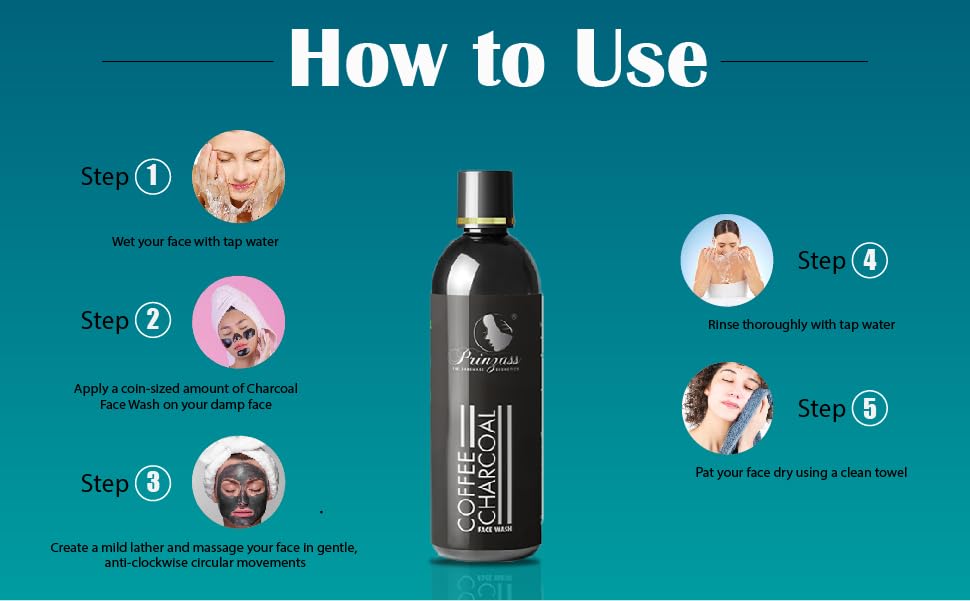 Prinzass Charcoal Face Wash with Activated Charcoal & Coffee - Oil Control & De-Tan Cleanser for Men & Women (100ml) | Deep Cleansing for Acne-Prone & Oily Skin | Daily Skincare Routine