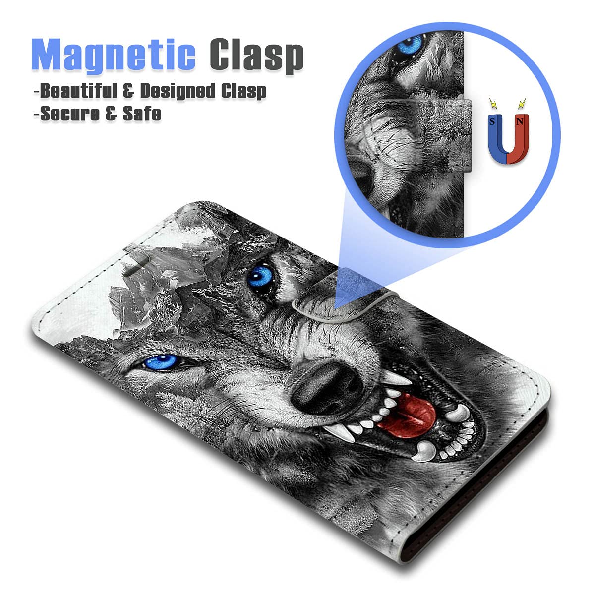 Horror Wolf Flip Wallet Phone Case for Samsung Galaxy S10E - Premium Leather Cover with Card Slots & Magnetic Closure (Model A24347) | Perfect for Daily Use, Travel & Business Meetings