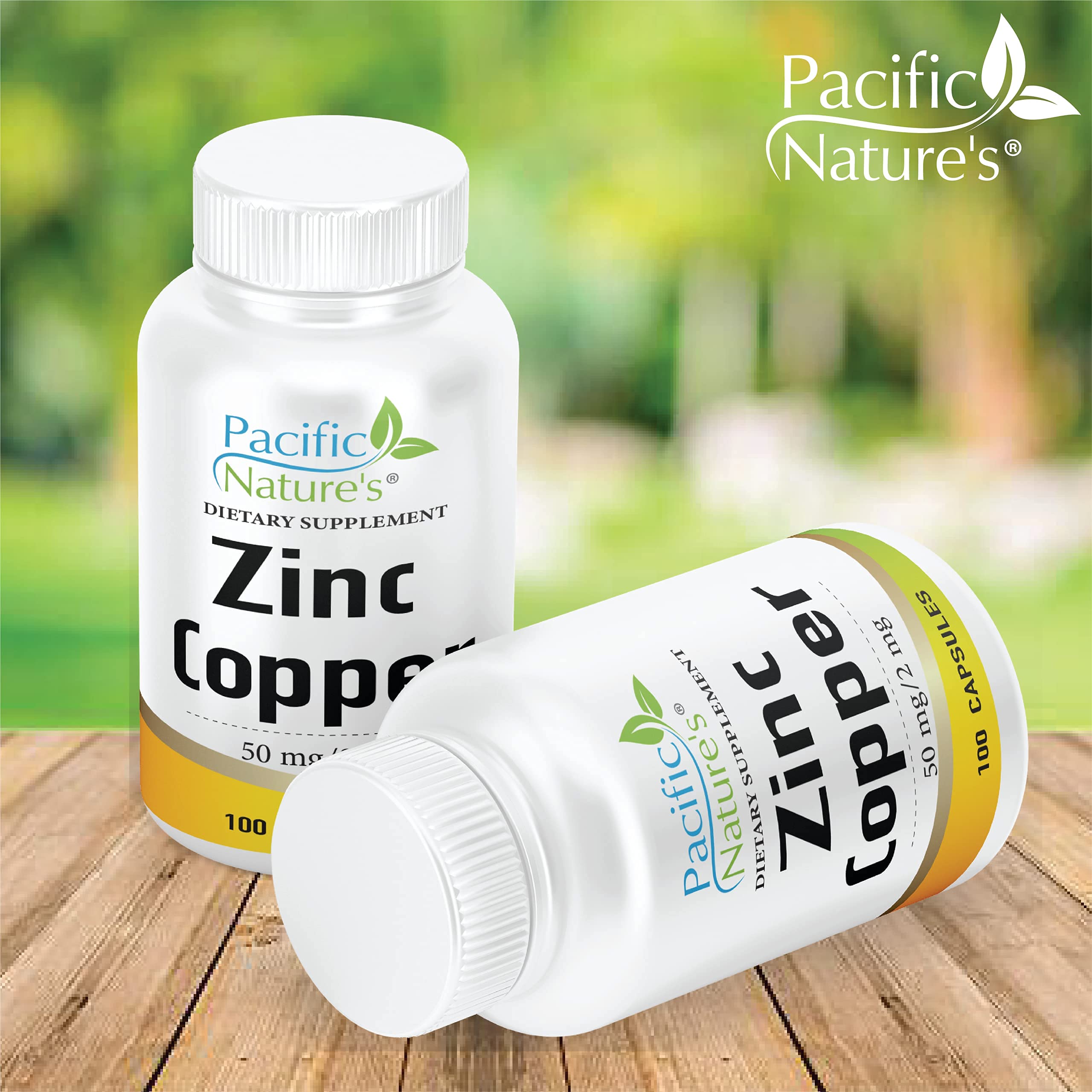 Premium Zinc & Copper Supplement (100 Capsules) - 50mg Zinc Gluconate & 2mg Copper Sulfate for Immune System Support - Gluten Free, Non-GMO - Supports Energy, Metabolism & Overall Wellness