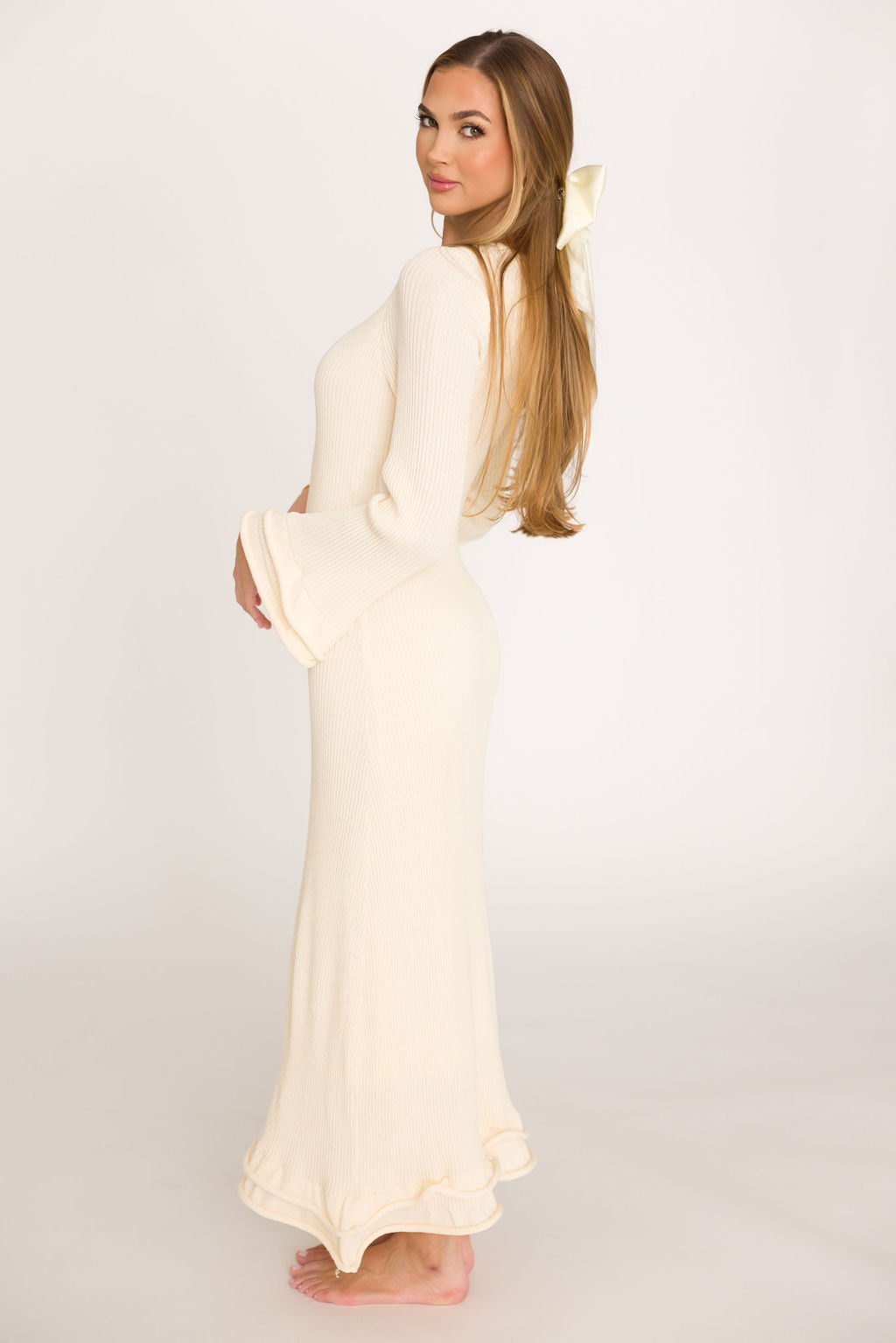 Arlet Ivory Maternity Dress - Bump Friendly & Comfortable for Pregnancy, Nursing, and Special Occasions
