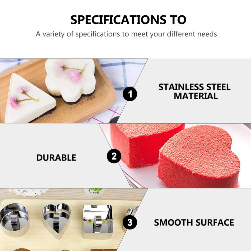 5-Piece Stainless Steel Biscuit Molds with Push Plate - Cookie & Cake Baking Tools for Perfect Desserts, Pastries, Mousse Rings - Ideal for Home Bakers & Professional Chefs