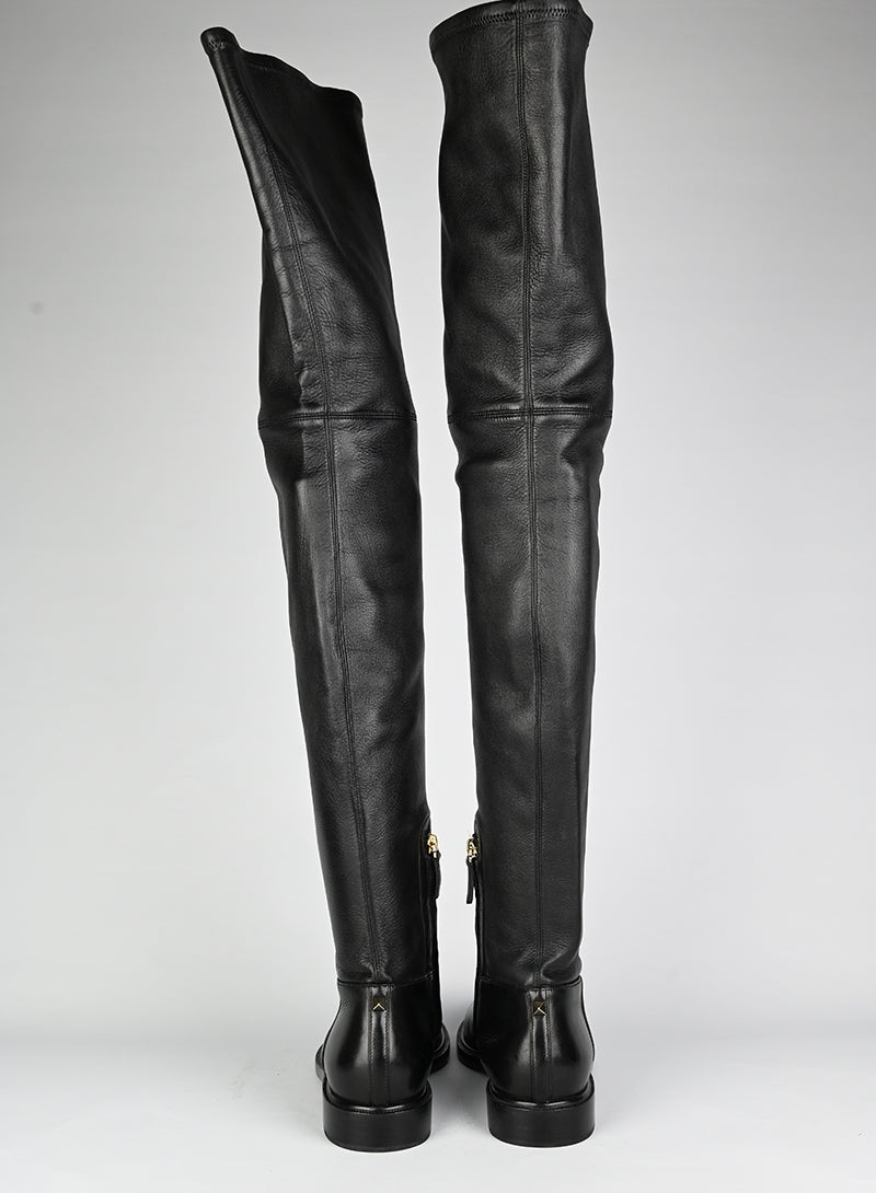 Valentino Black Thigh High Boots Size 39 - Elegant & Stylish for Evening Parties & Night Out