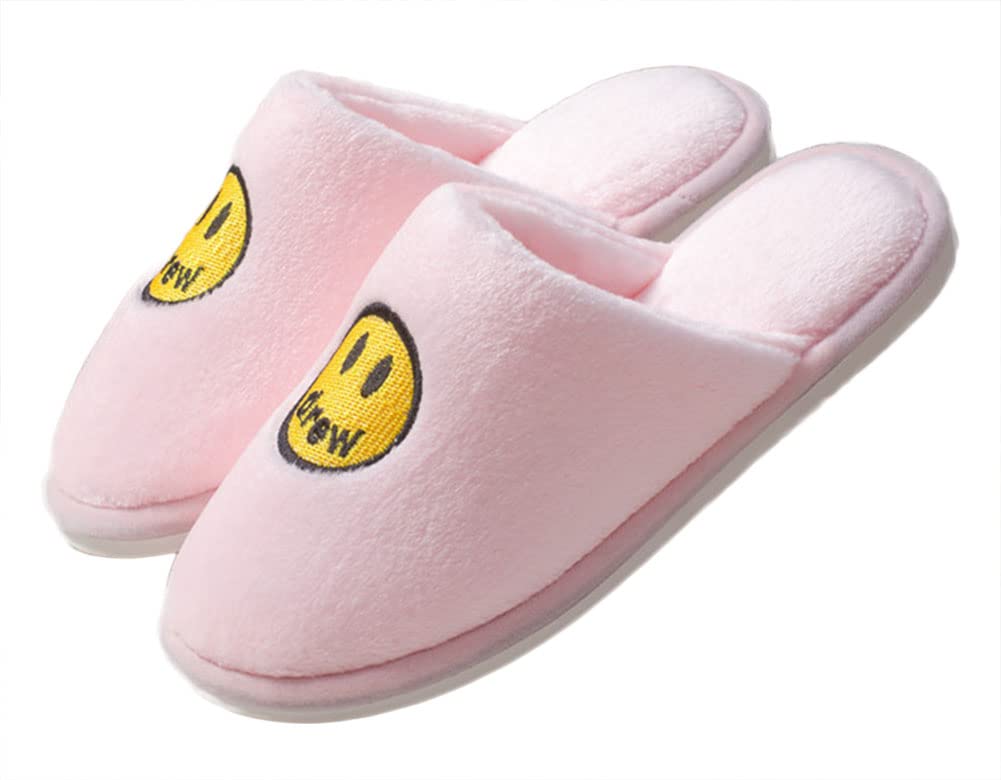 Women's Smiley Face Fluffy Winter Slippers - Thick Fur Cozy Indoor House Shoes for Warm Comfort at Home, Bedroom & Lounge