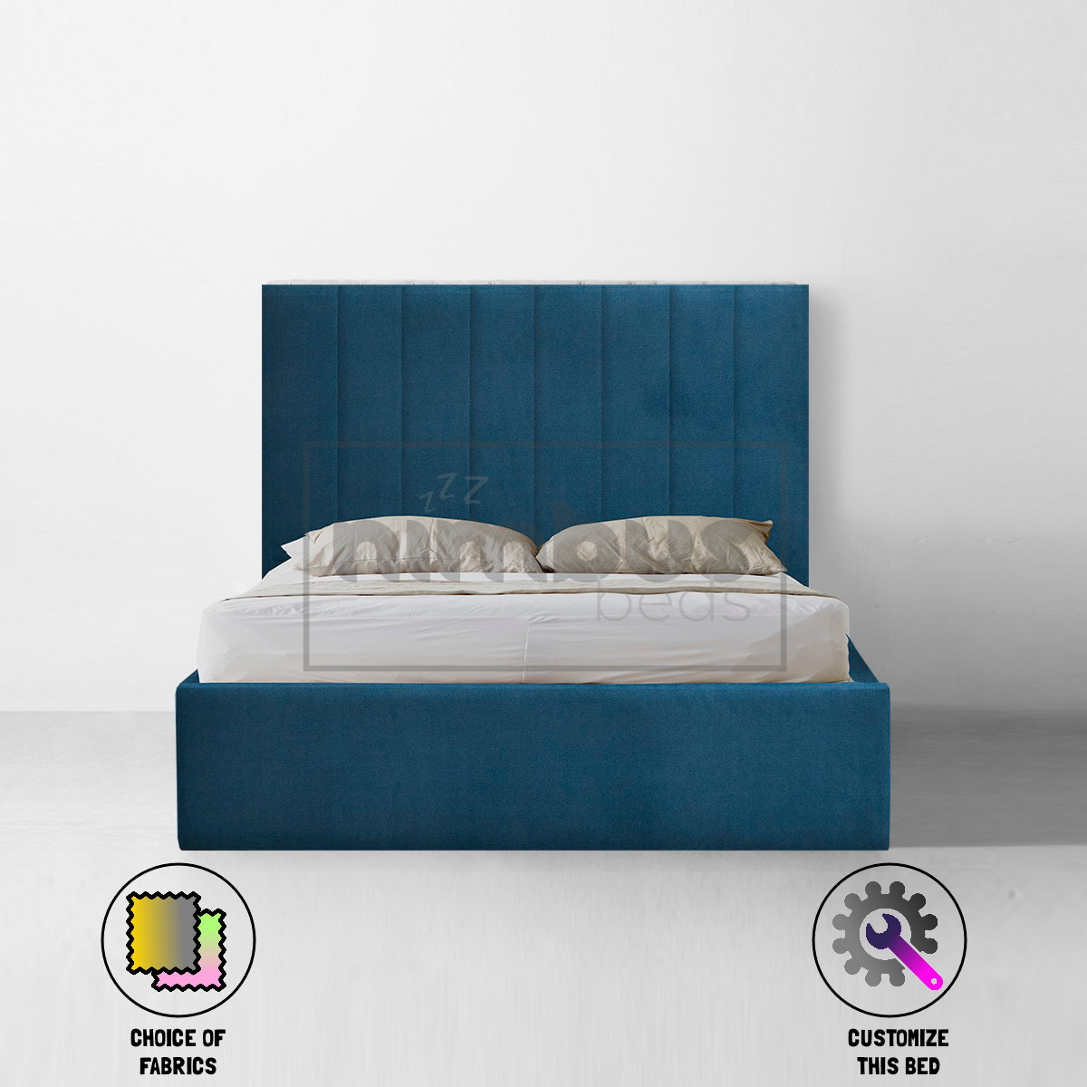 Vertical Panel Bed Frame - Modern Queen Size Bed with Sturdy Metal Frame & Easy Assembly - Perfect for Small Spaces, Apartments & Guest Rooms