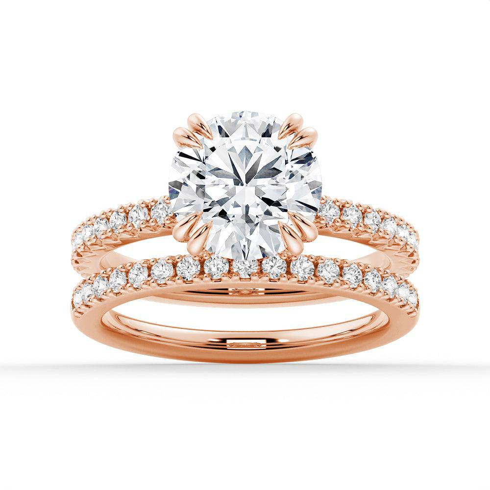 Moissanite Engagement Ring Solitaire With Pavé Accents - 1.5ct Round Cut Diamond Alternative, 14K White Gold Wedding Band for Women, Perfect Proposal & Anniversary Gift for Her