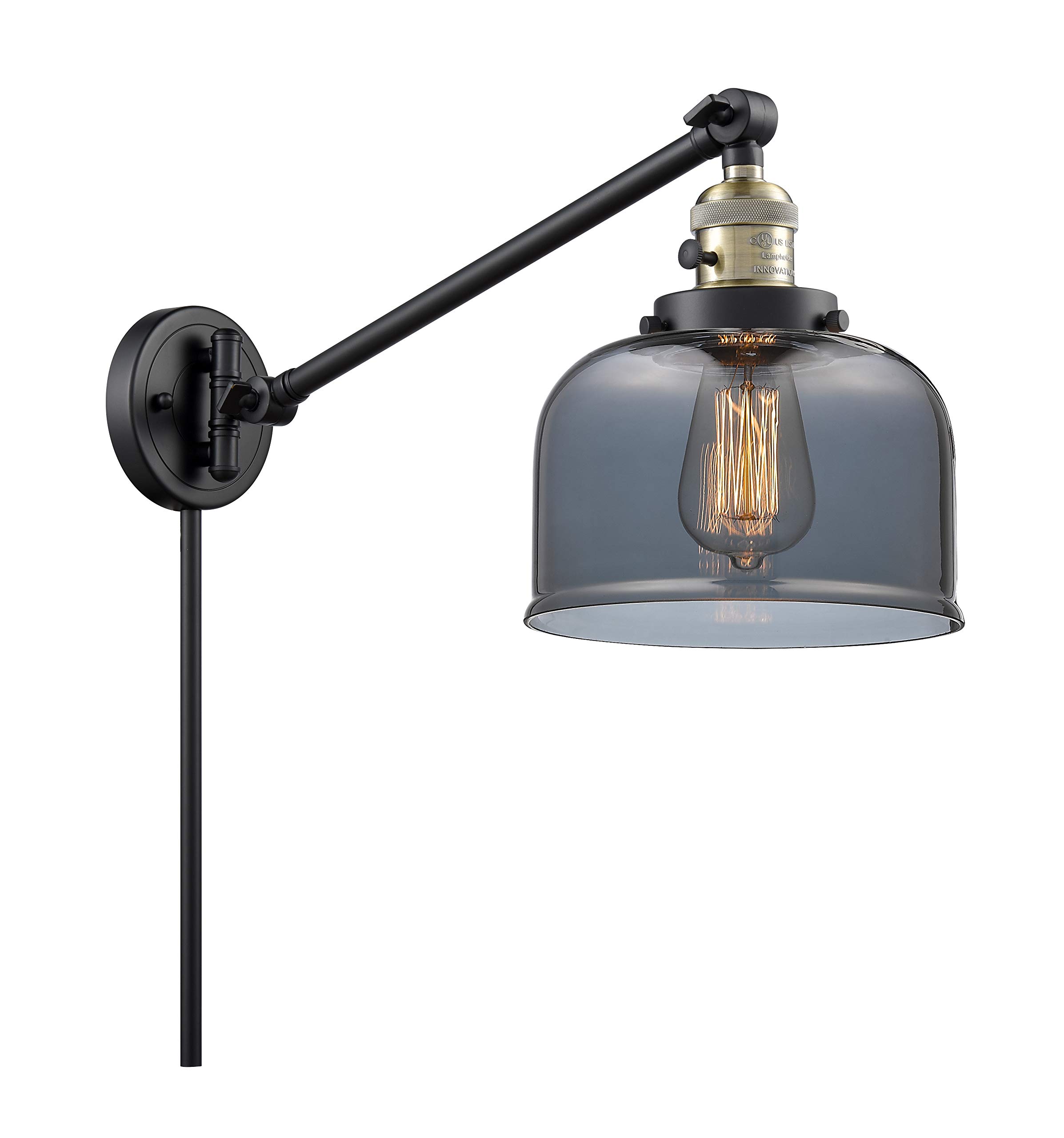 Innovations 237-BAB-G73-LED Vintage Style Dimmable LED Swing Arm Lamp - Black Antique Brass Finish - Perfect for Bedside Reading, Office Desk, or Living Room Accent Lighting