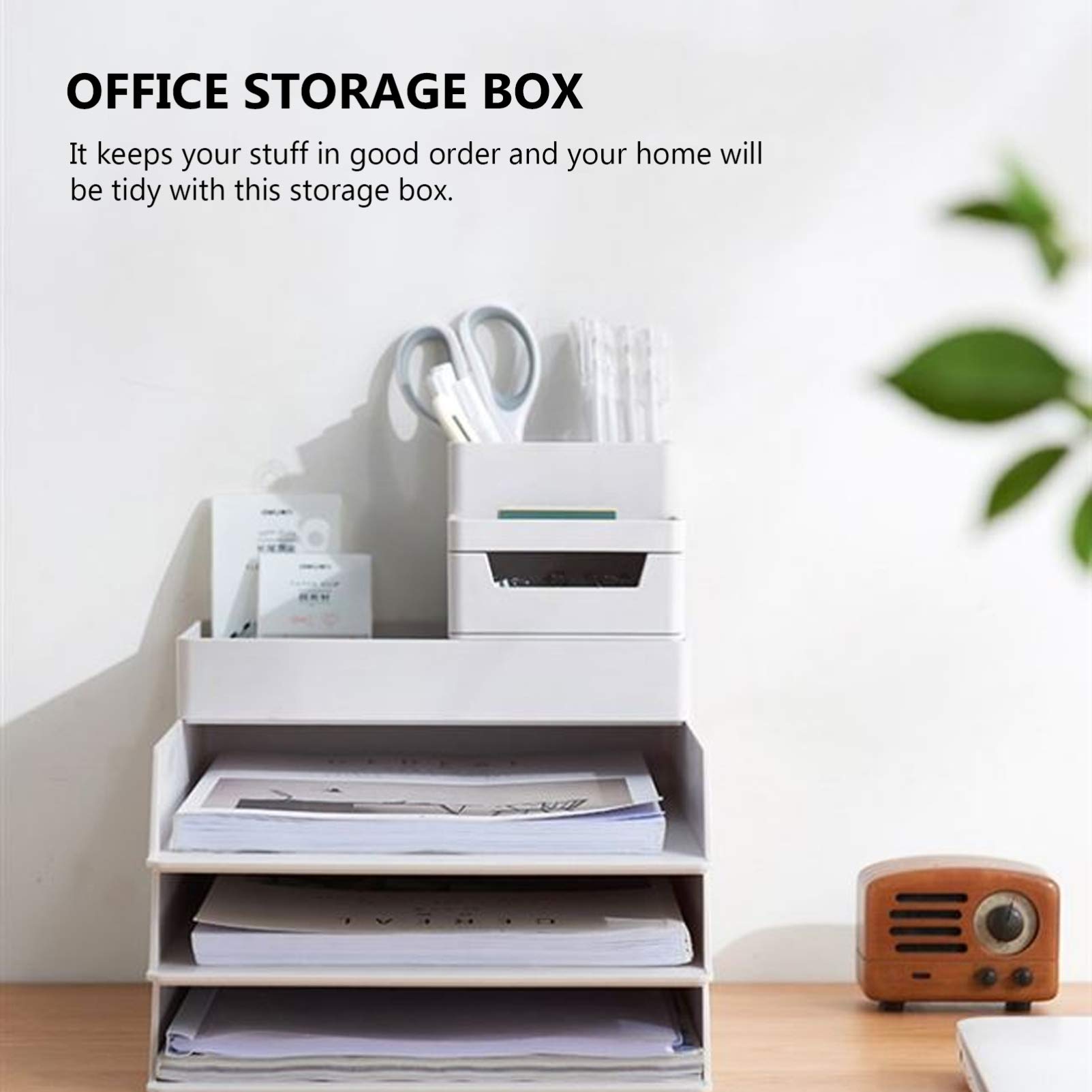 Cabilock 1pc Plastic Storage Box - File Organizer Container for Office & Home - Creative Storage Case for Documents, Stationery & Sundries - Durable Practical Organizer for Desk, Closet & Workspace
