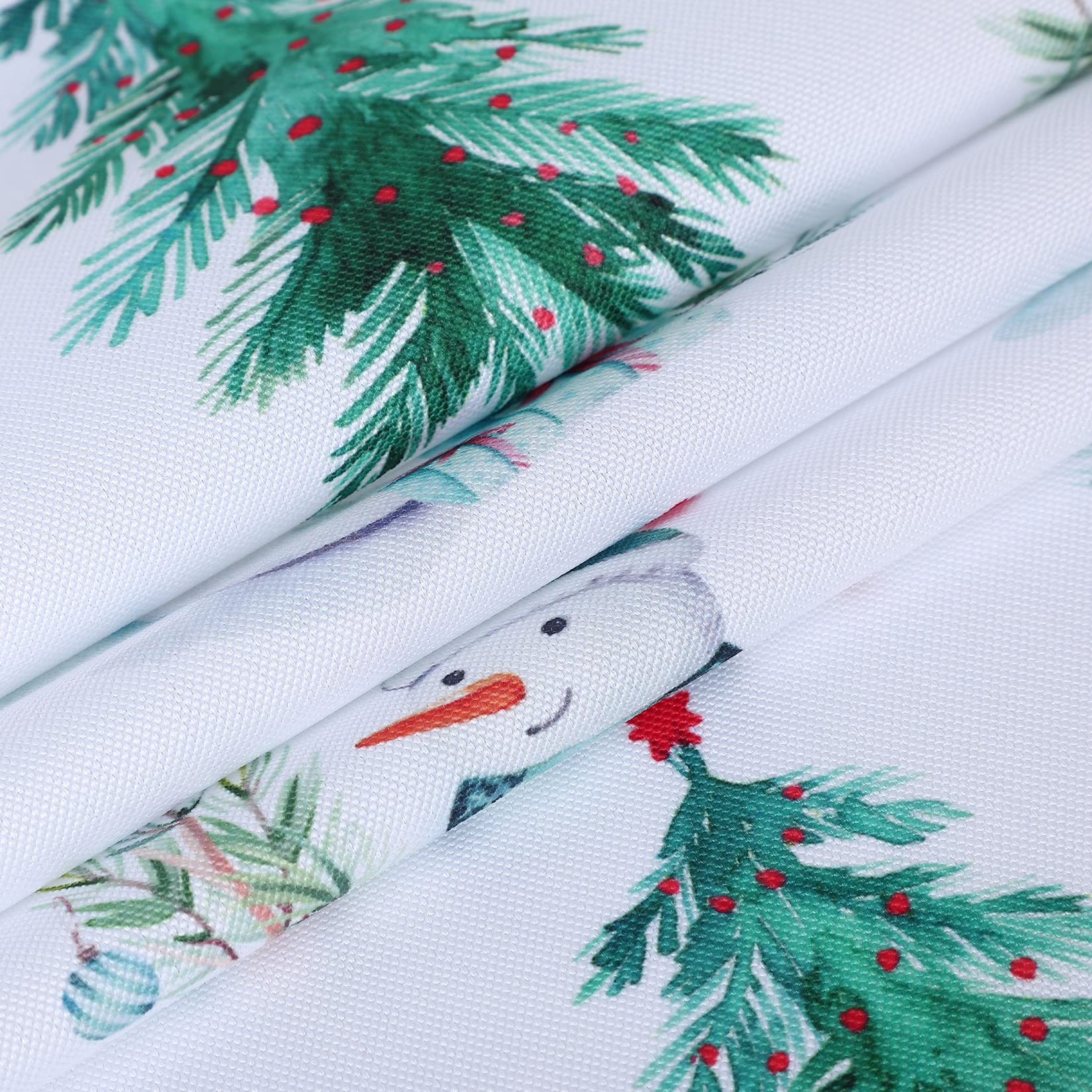 ROYGROW Christmas Window Curtains 30 Inch - 2 Panels Holiday Decor with Tree Snowman Reindeer Design, Rod Pocket Kitchen & Bathroom Curtains, Velvet Winter Decorations in White and Green, 27W x 30H - Perfect for Christmas Home Decor, Holiday Party, and Winter Season Gifts
