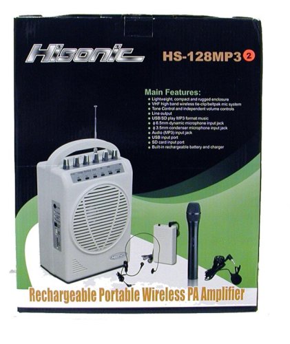 Hisonic HS128MP3 Rechargeable Wireless PA System with USB/SD Port & MP3 Player - Portable Bluetooth Speaker for Outdoor Events, Parties, and Car Travel